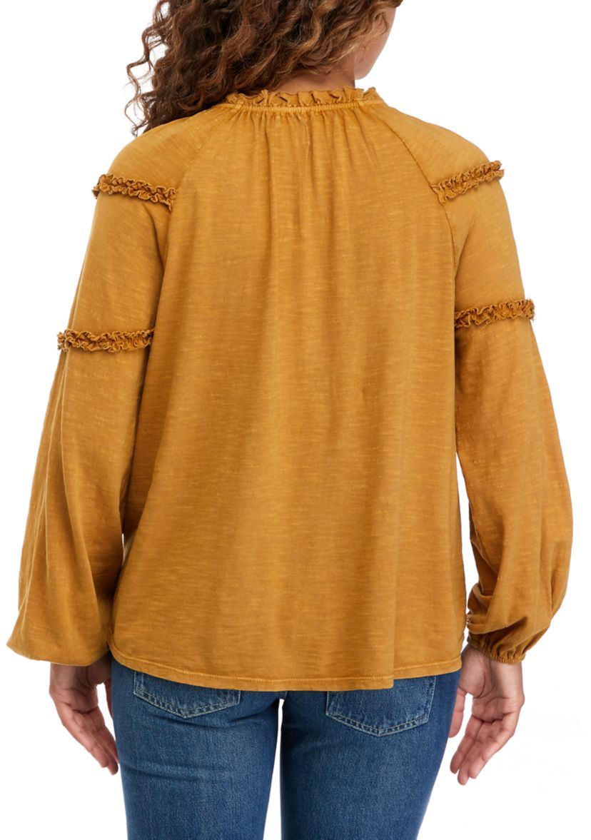 Petite Solid Peasant Top