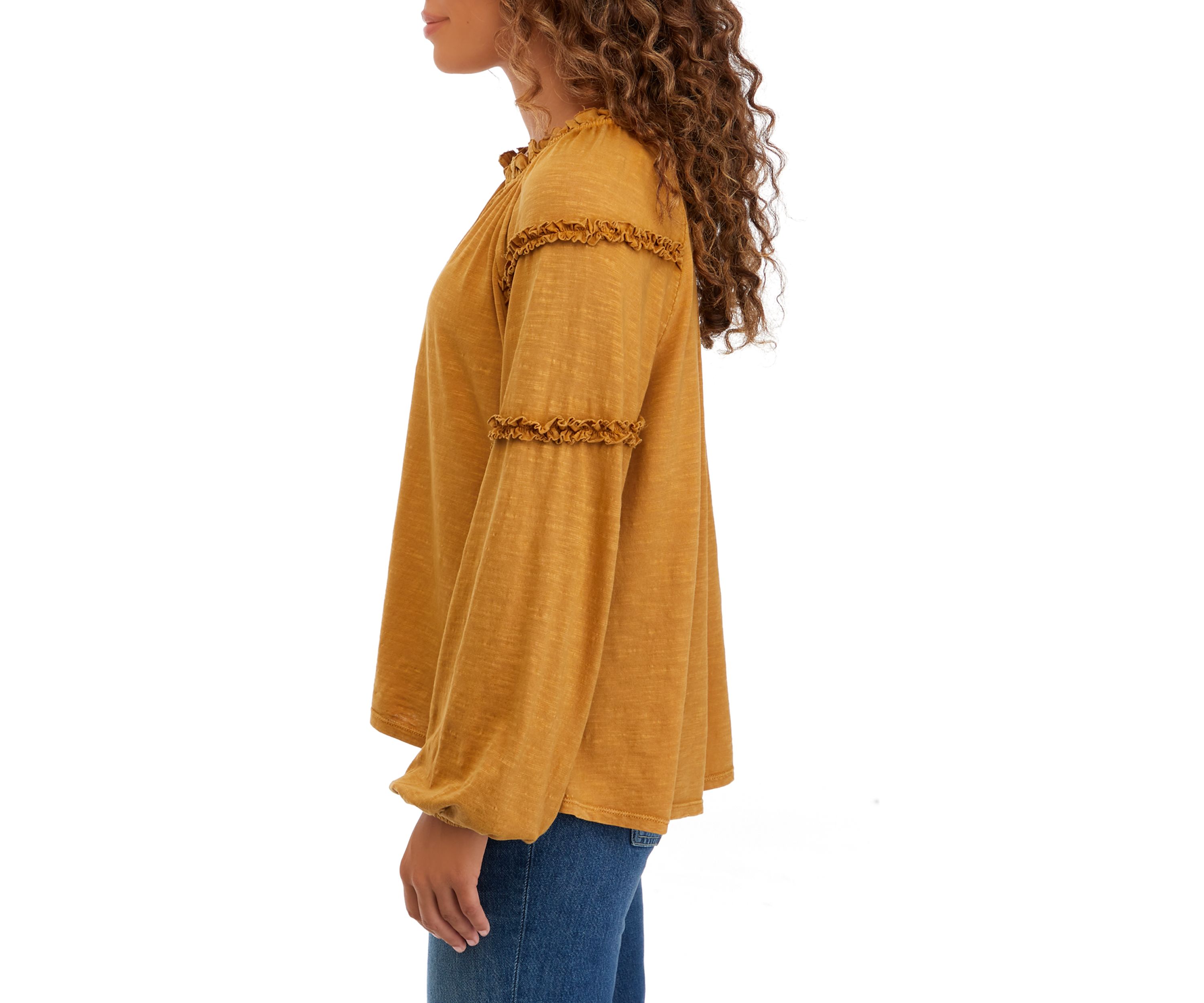 Petite Solid Peasant Top