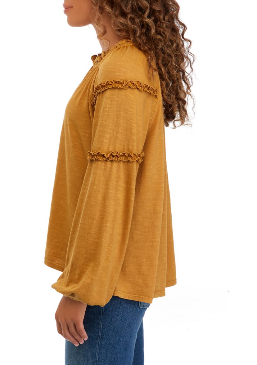 Petite Solid Peasant Top