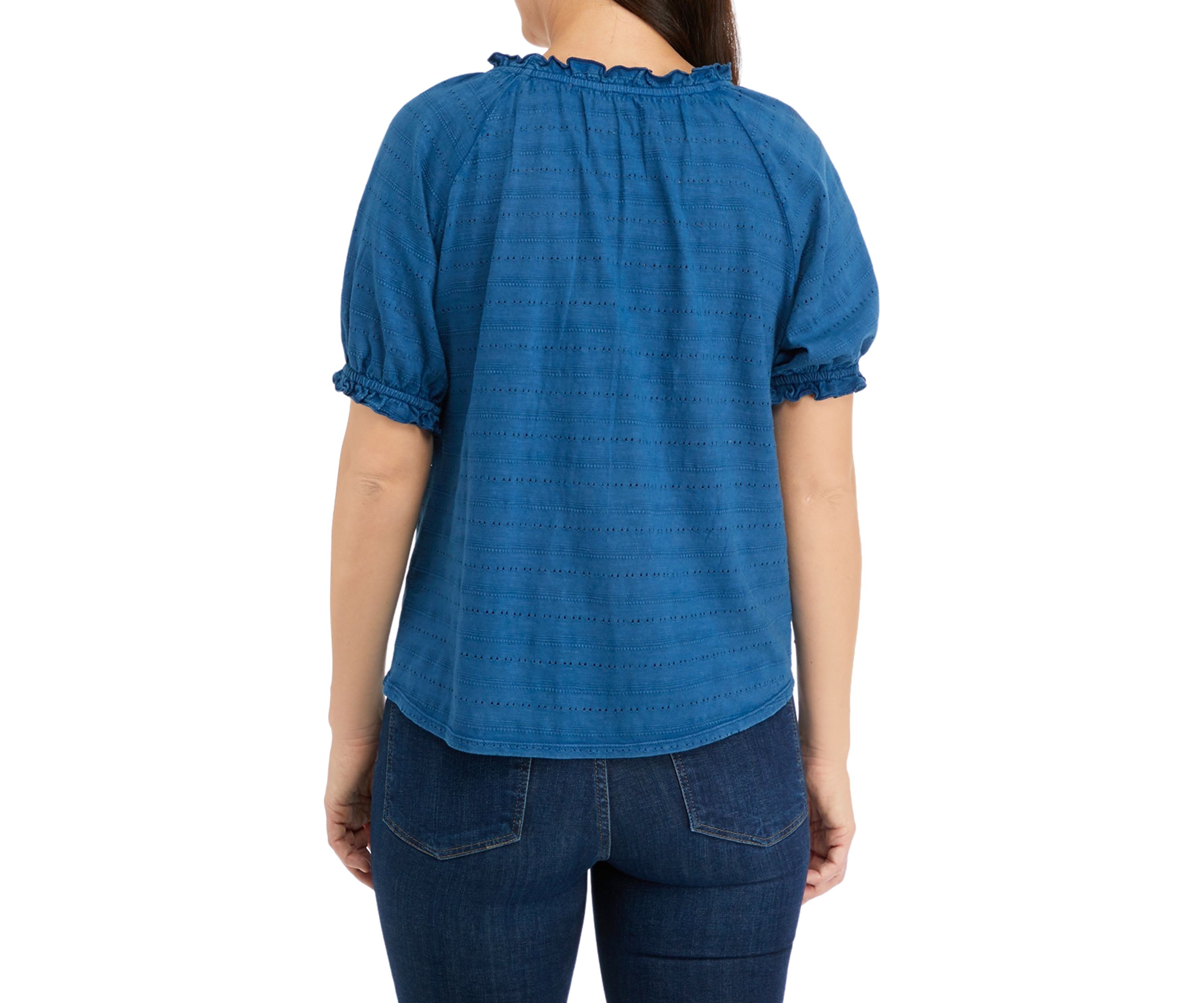 Petite Textured Peasant Top