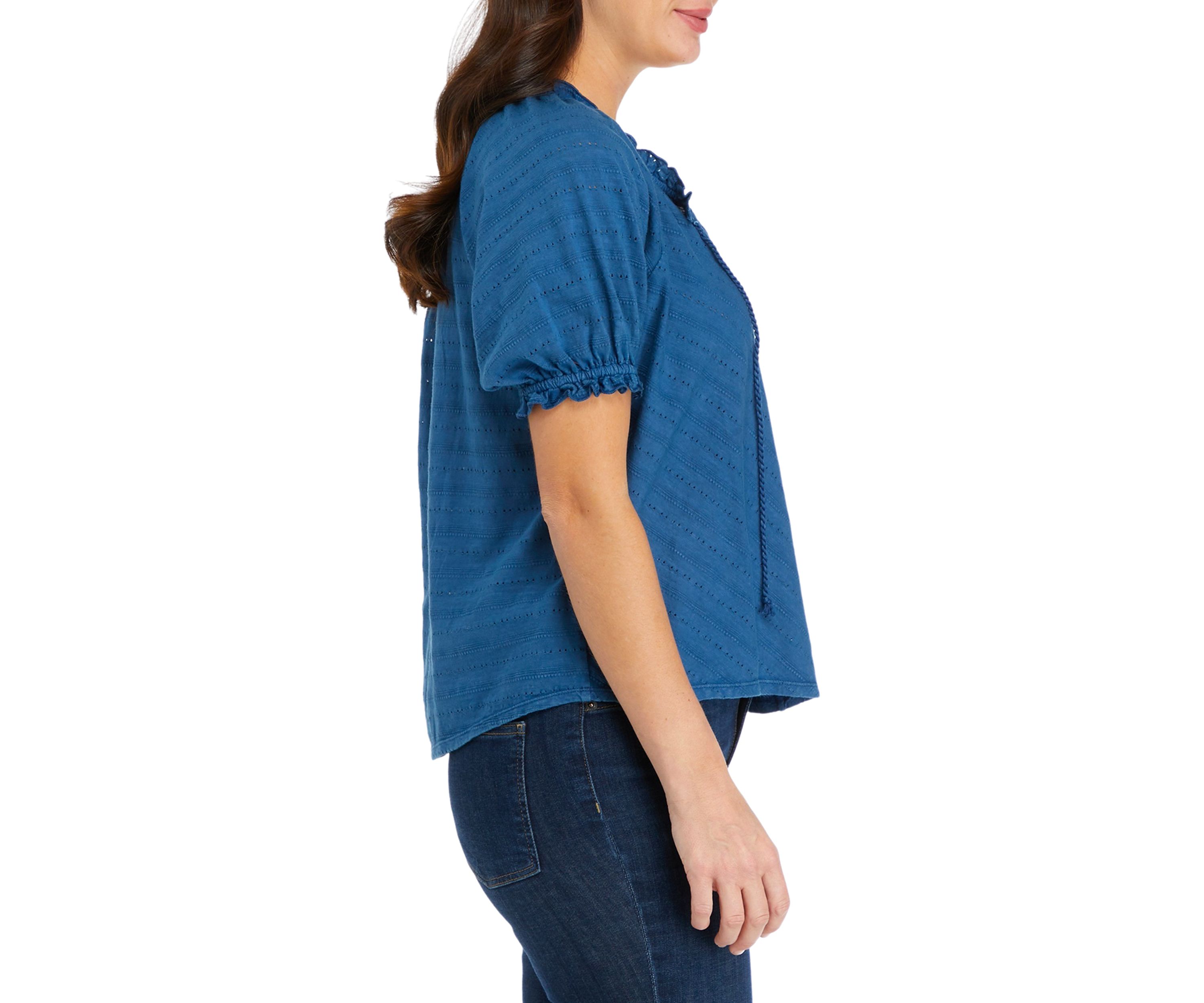 Petite Textured Peasant Top