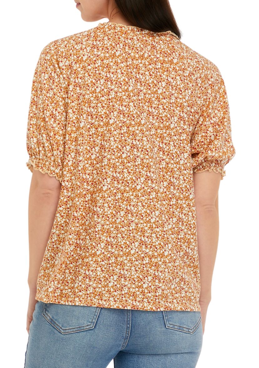 Petite Textured Peasant Top 