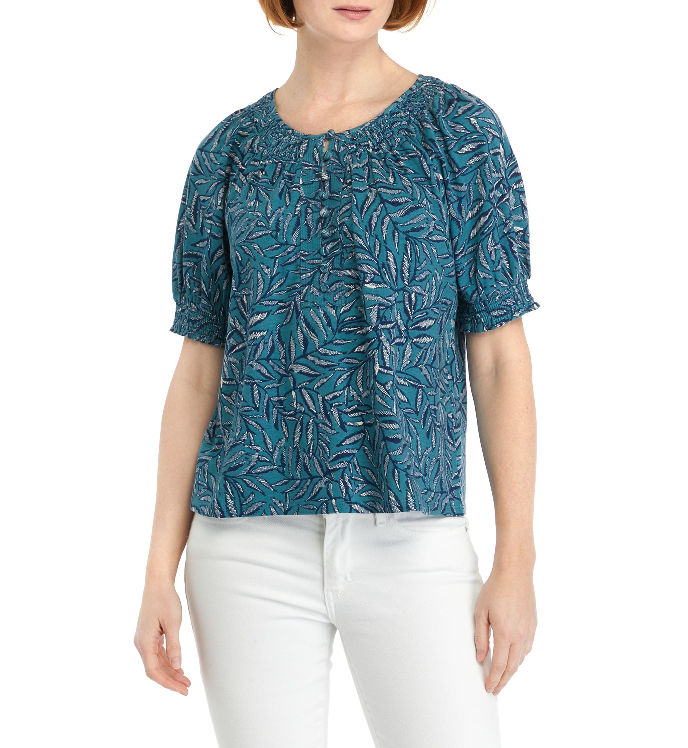 Petite Printed Button Front Blouse