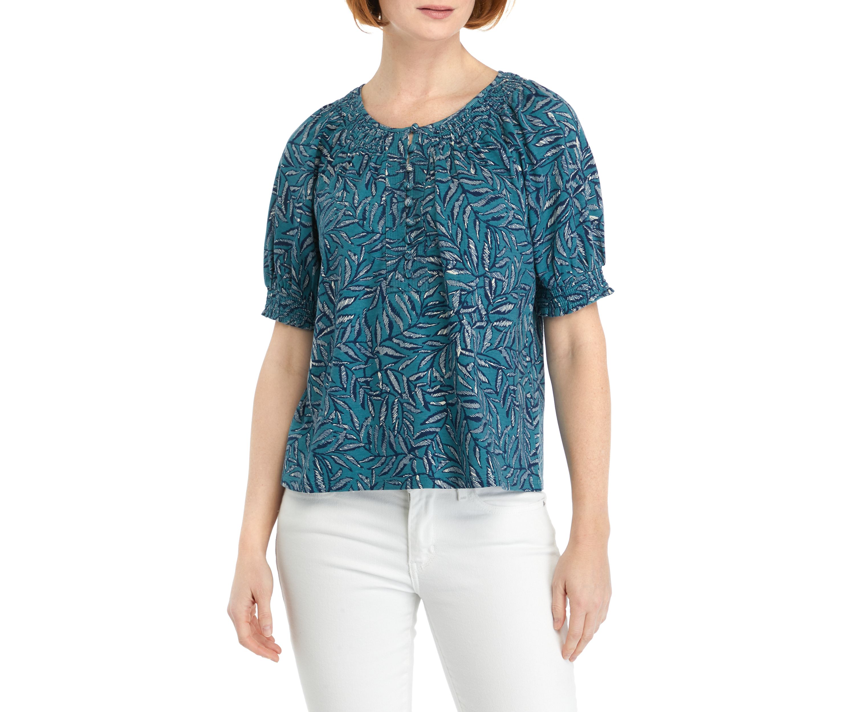 Petite Printed Button Front Blouse