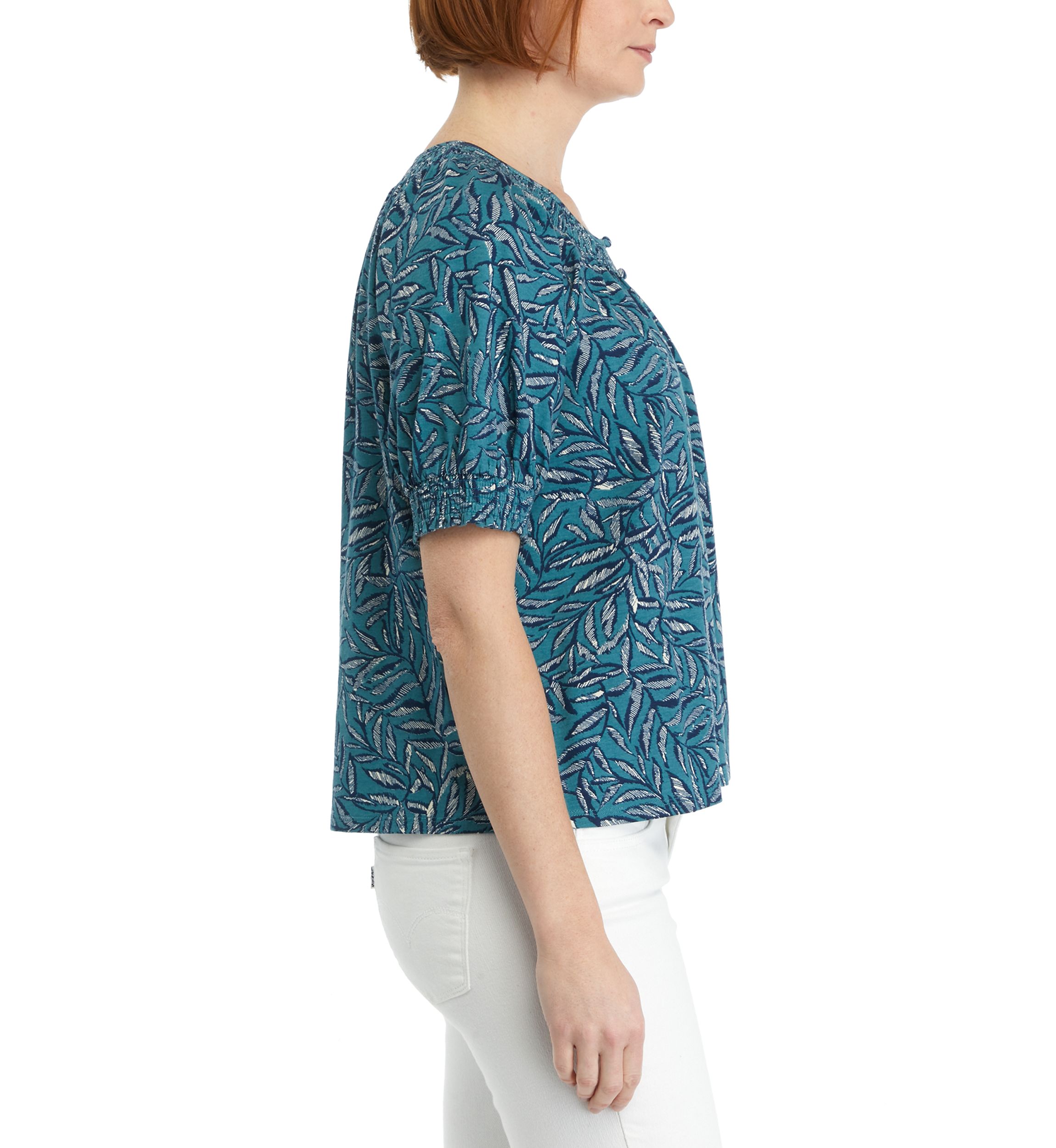 Petite Printed Button Front Blouse
