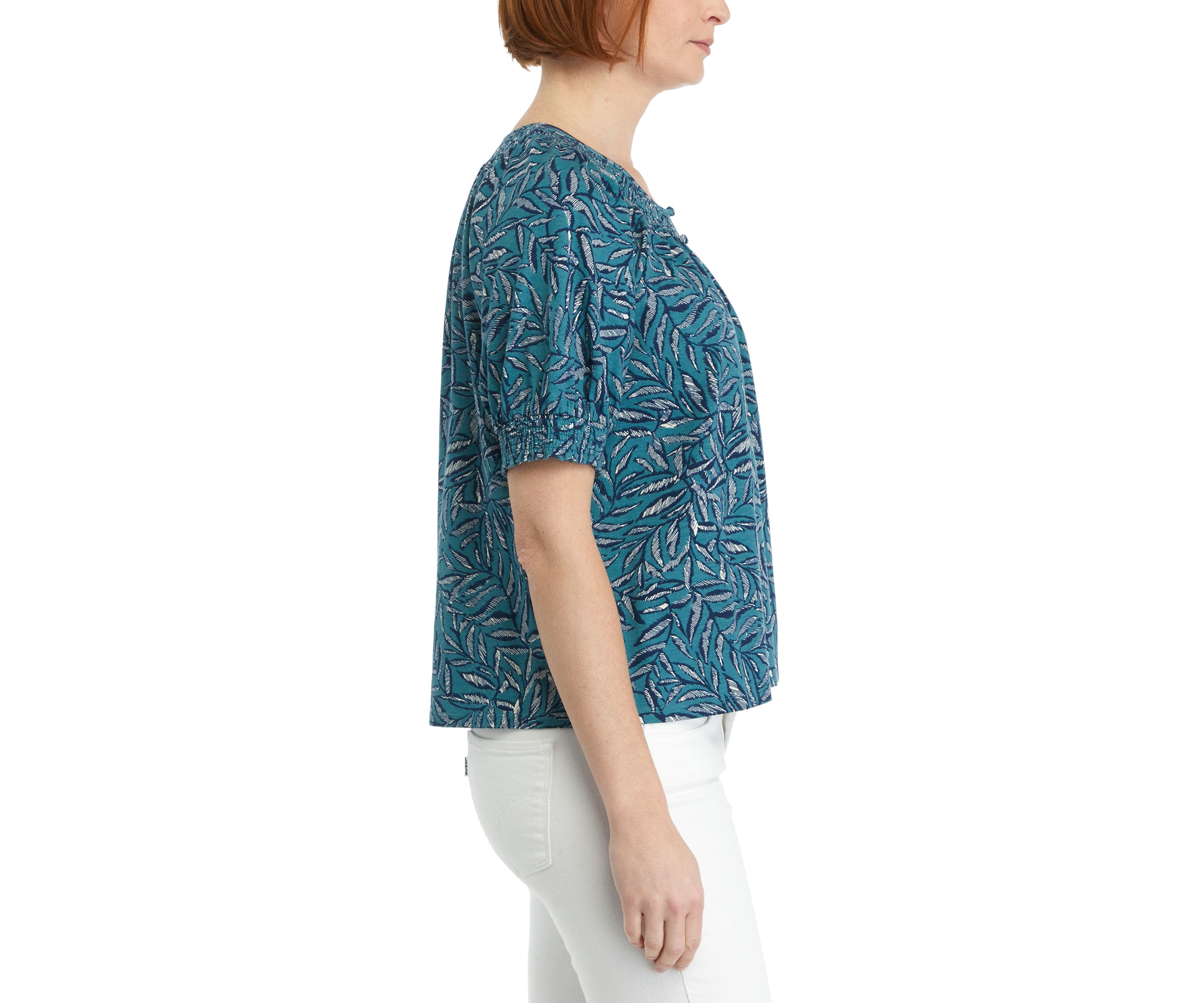 Petite Printed Button Front Blouse