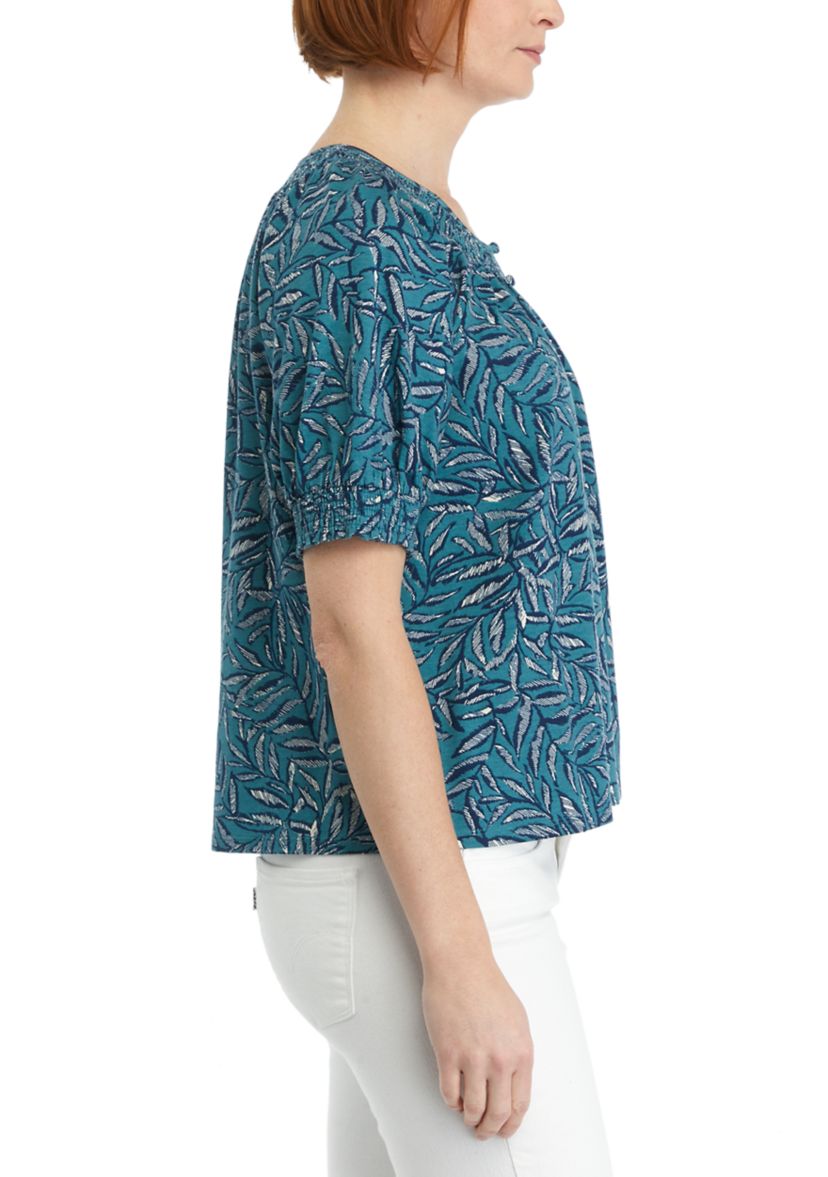 Petite Printed Button Front Blouse
