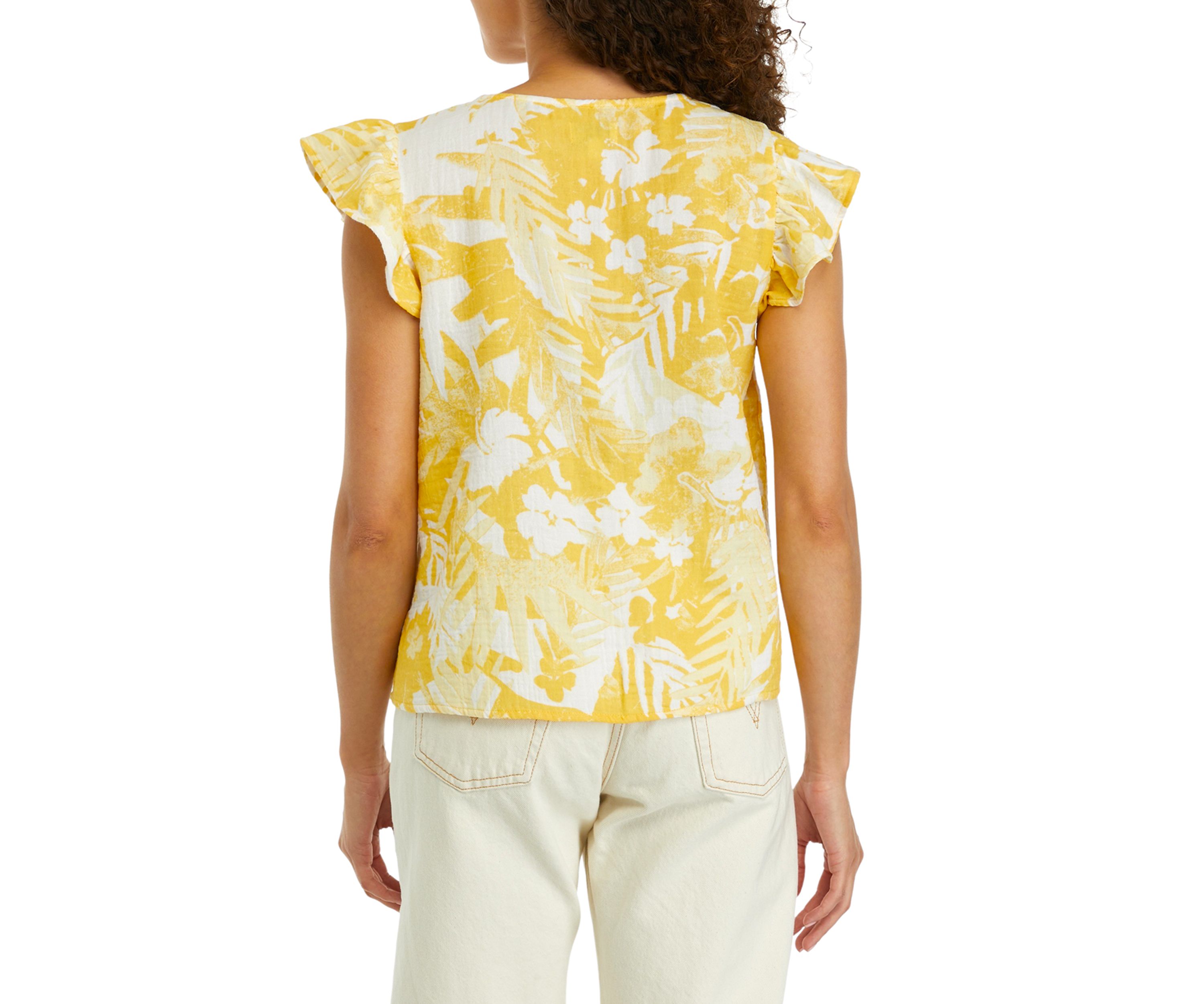 Petite Flutter Sleeve Floral Top 