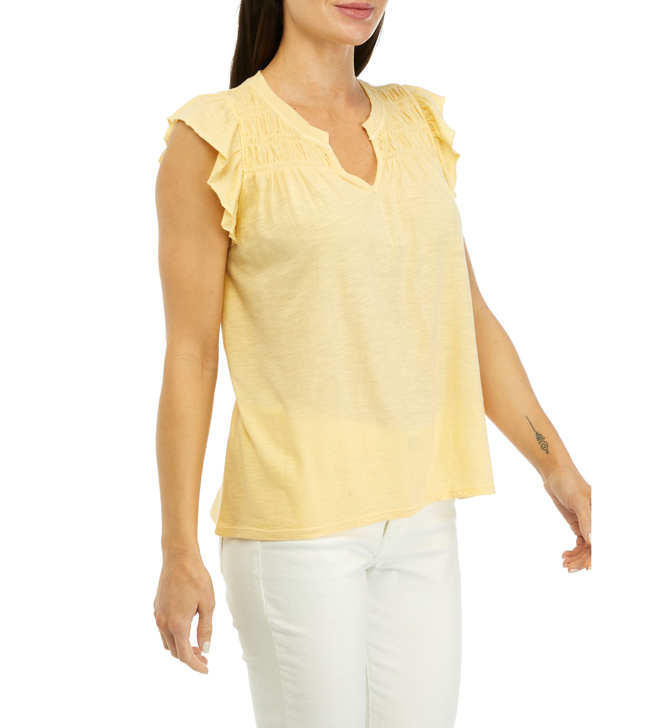 Petite Flutter Sleeve Smocked Top