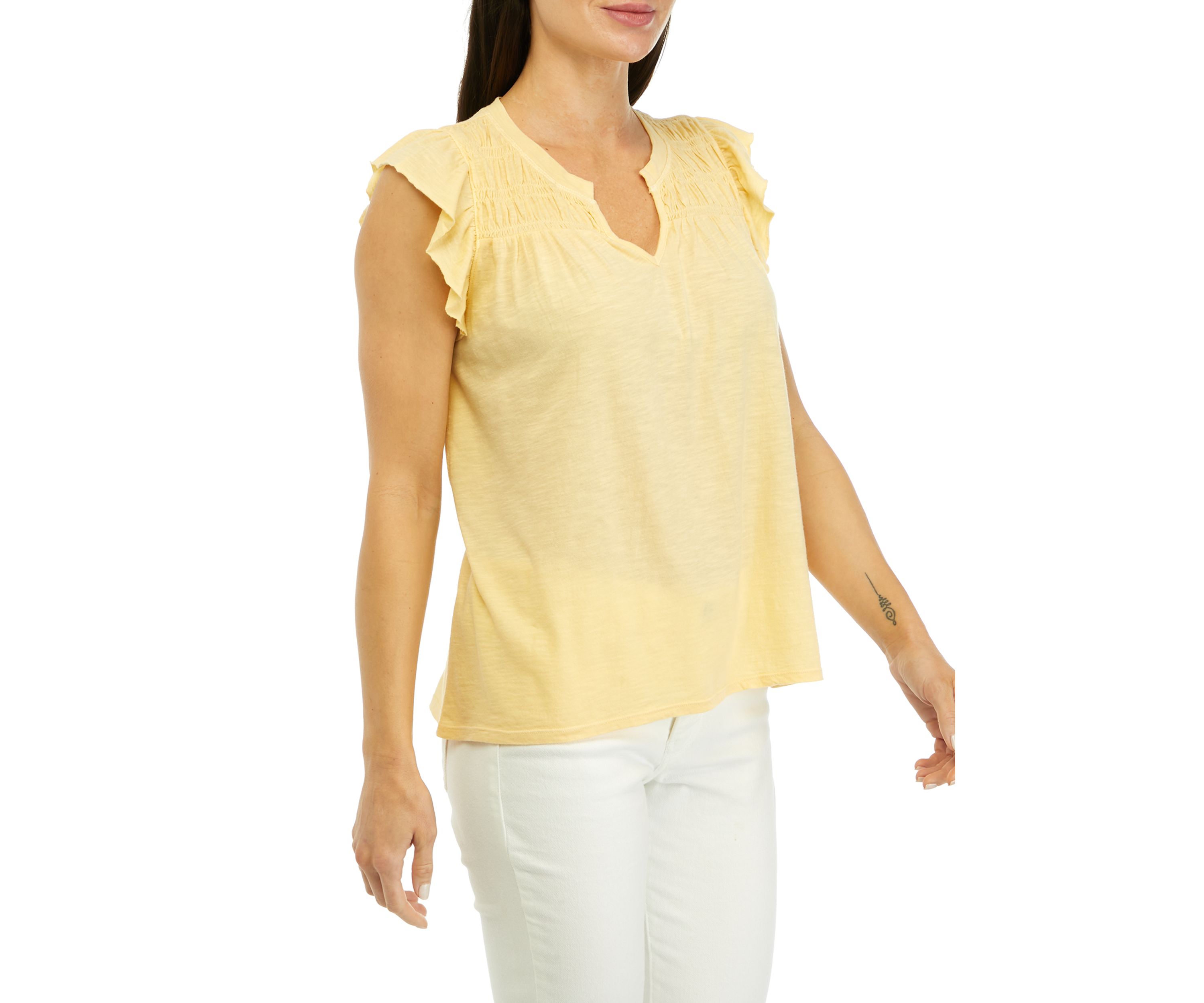 Petite Flutter Sleeve Smocked Top