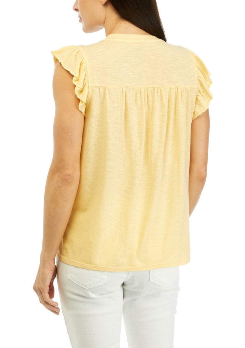 Petite Flutter Sleeve Smocked Top
