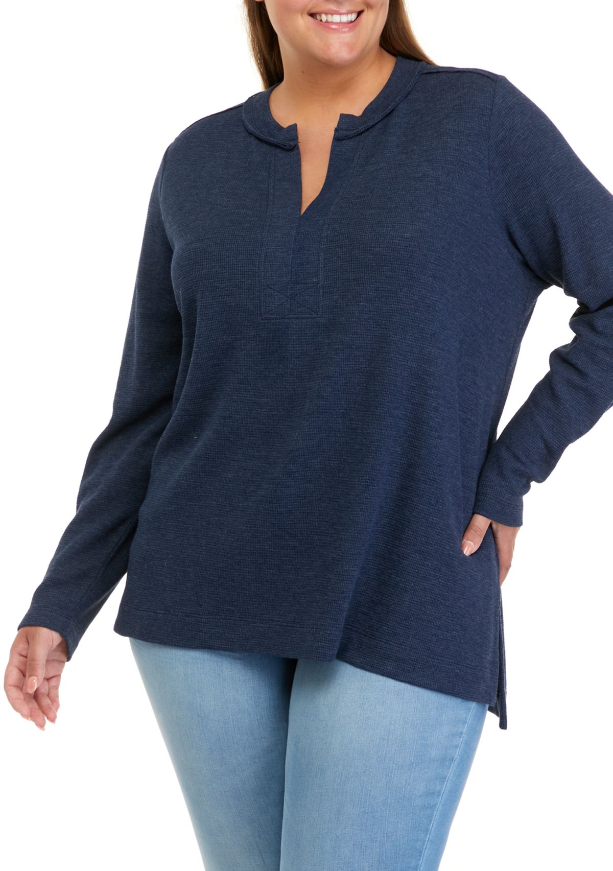 Plus Size Split Neck Tunic