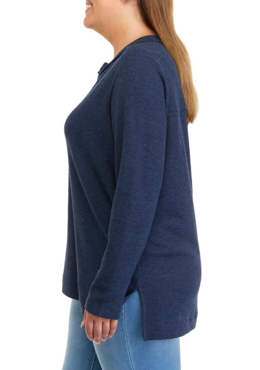 Plus Size Split Neck Tunic