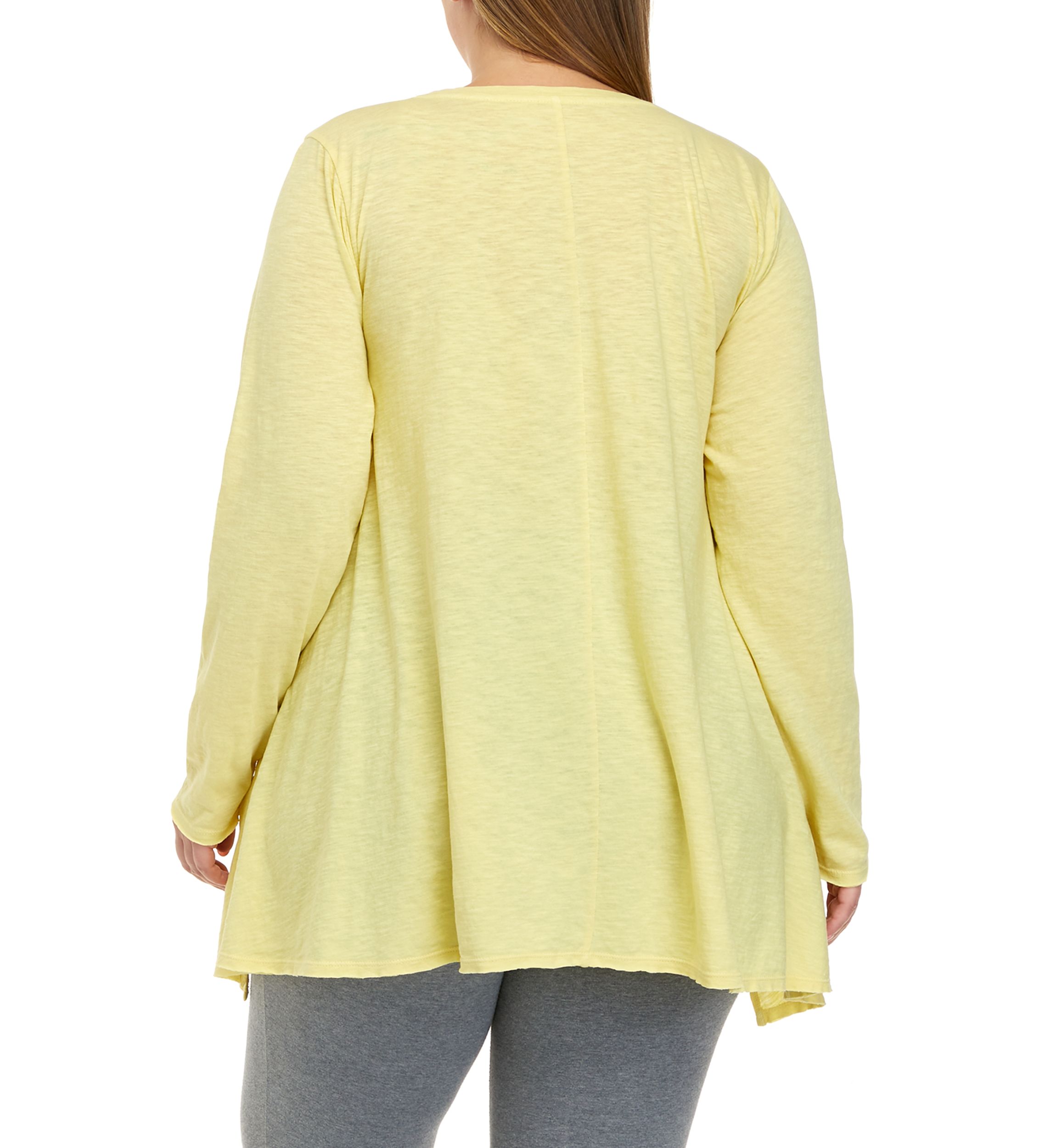 Plus Size Long Sleeve Drape Top with Side Slits