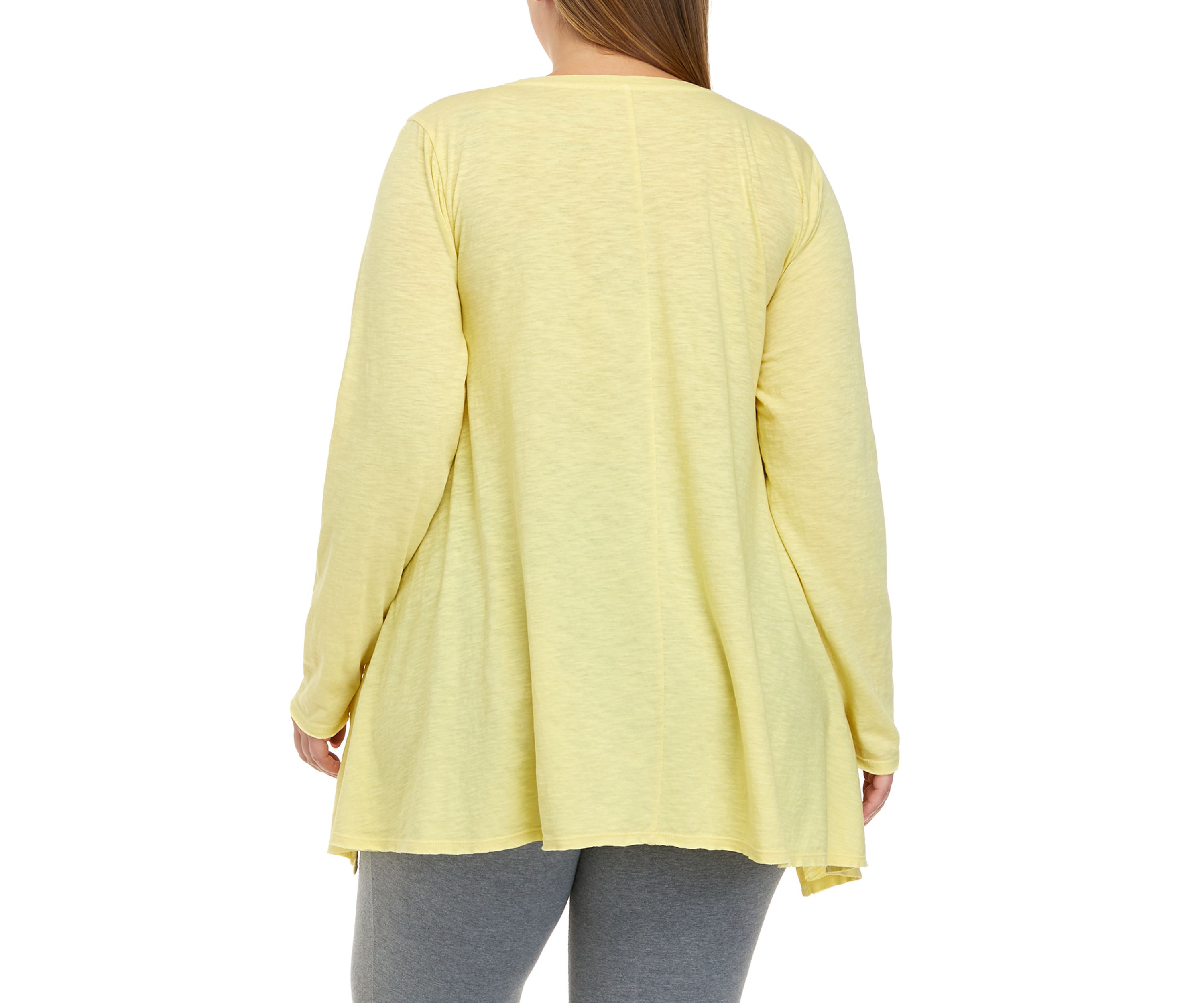 Plus Size Long Sleeve Drape Top with Side Slits