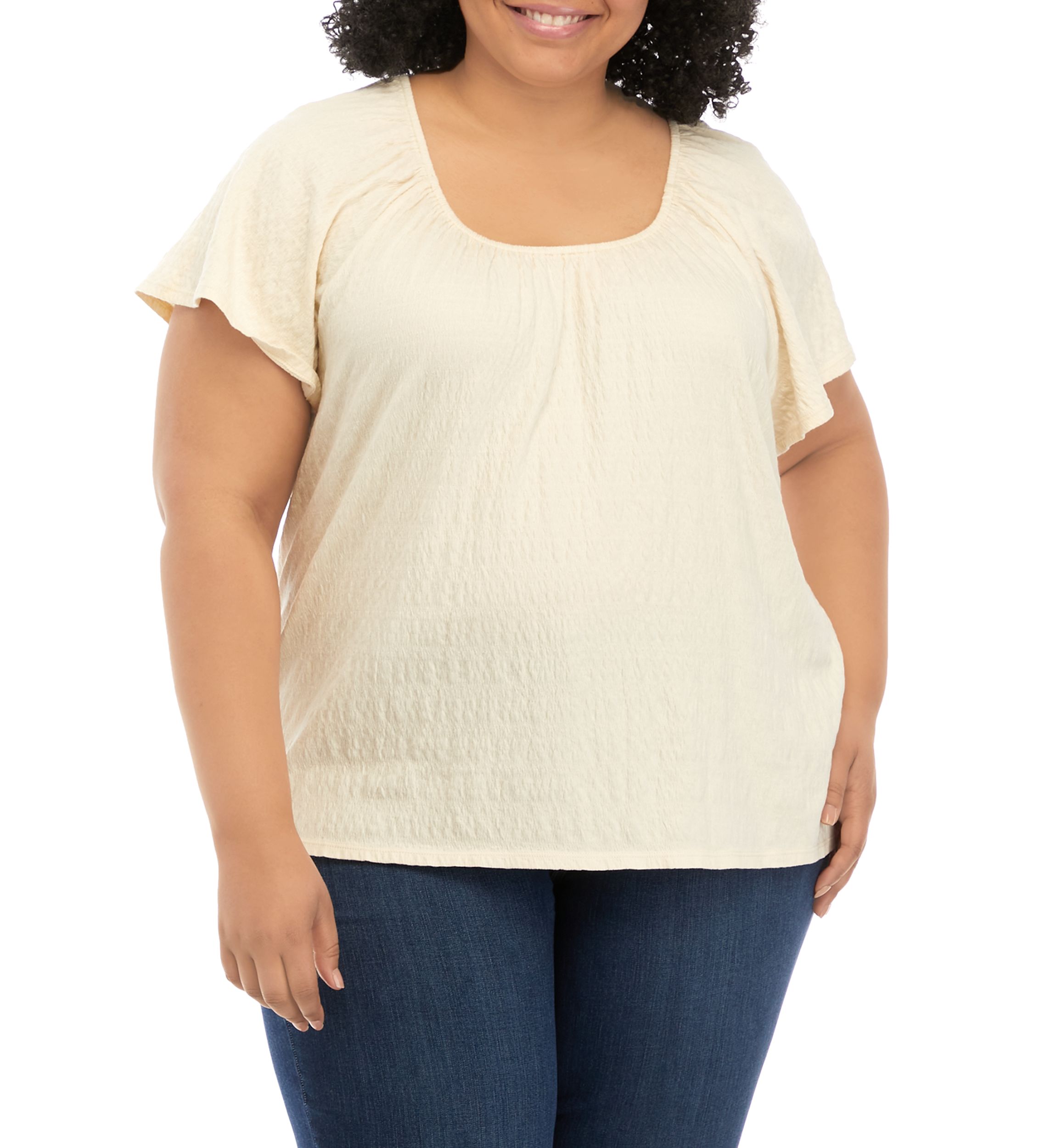 Plus Size Flutter Sleeve Top