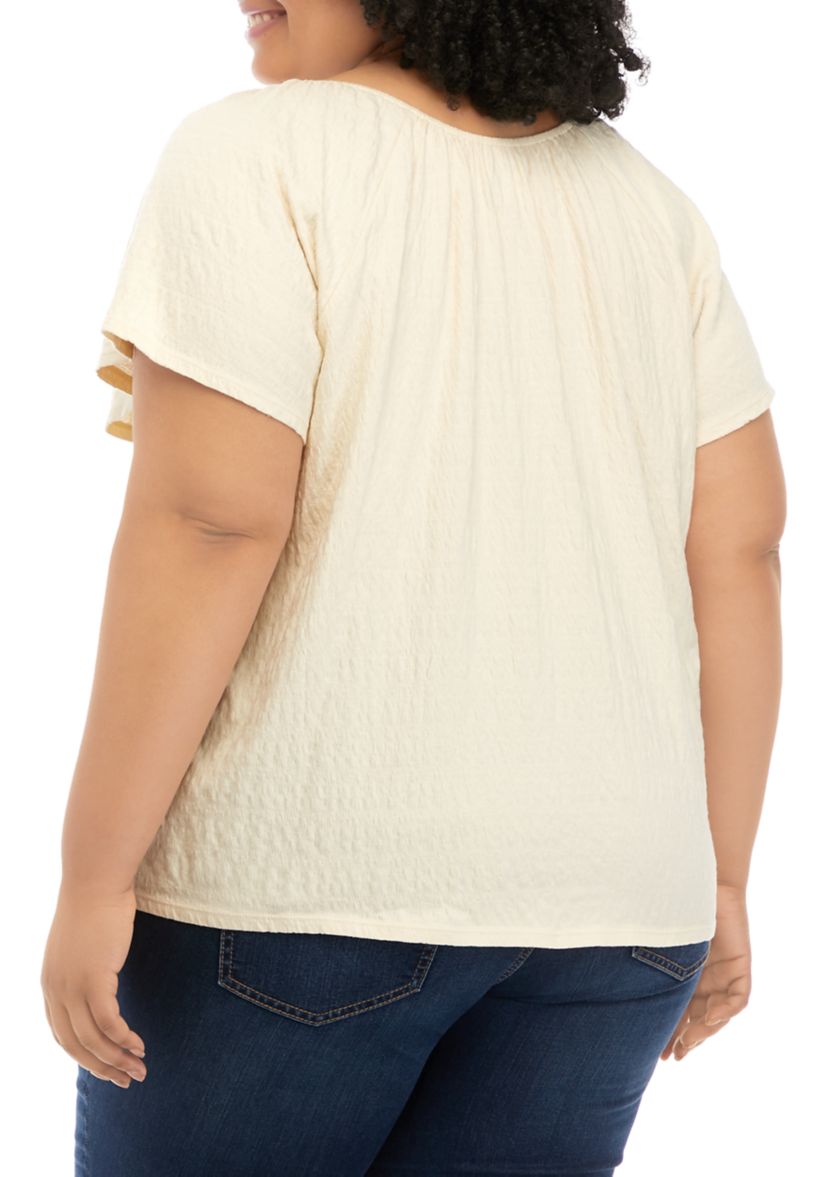Plus Size Flutter Sleeve Top