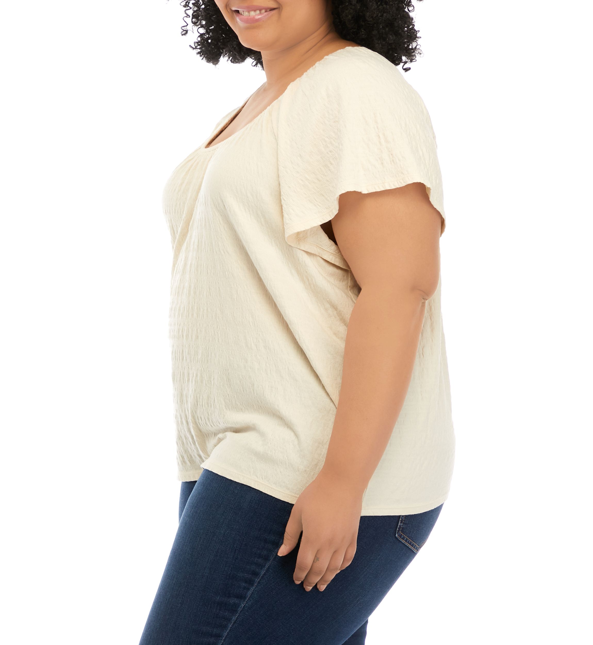 Plus Size Flutter Sleeve Top