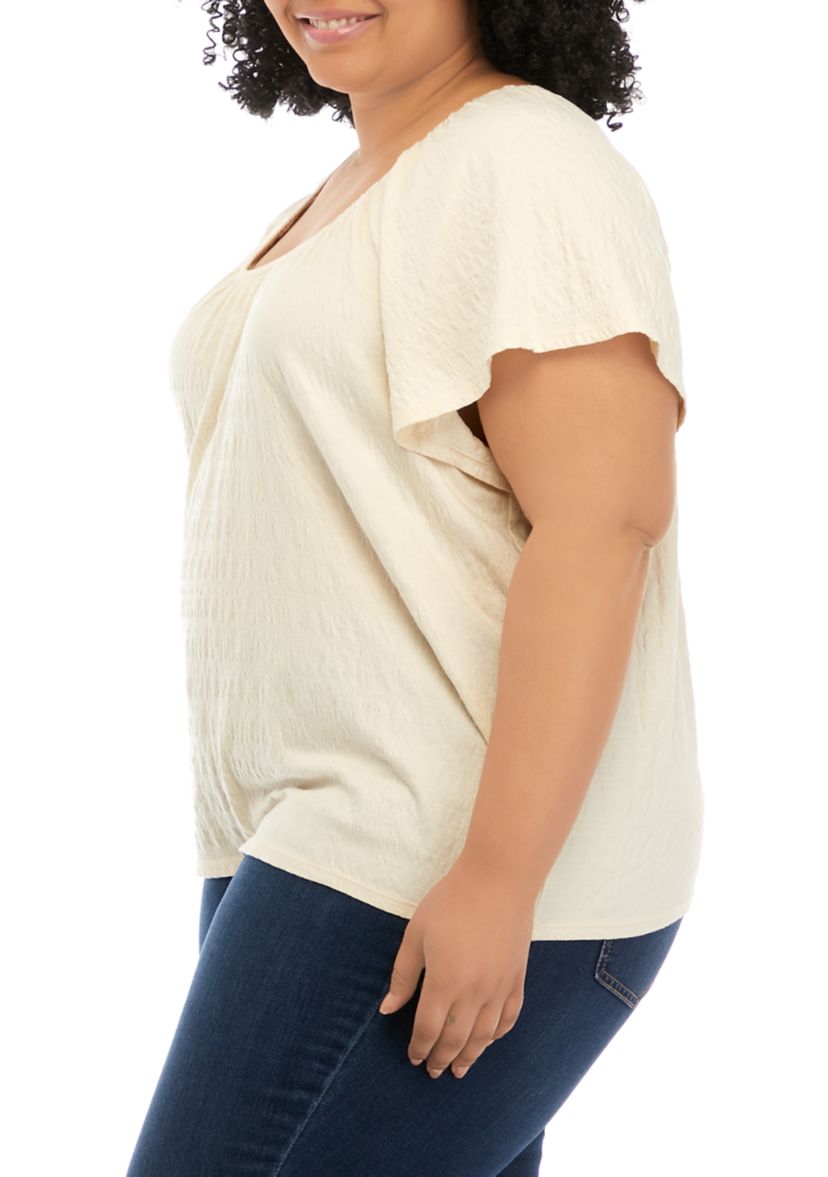 Plus Size Flutter Sleeve Top