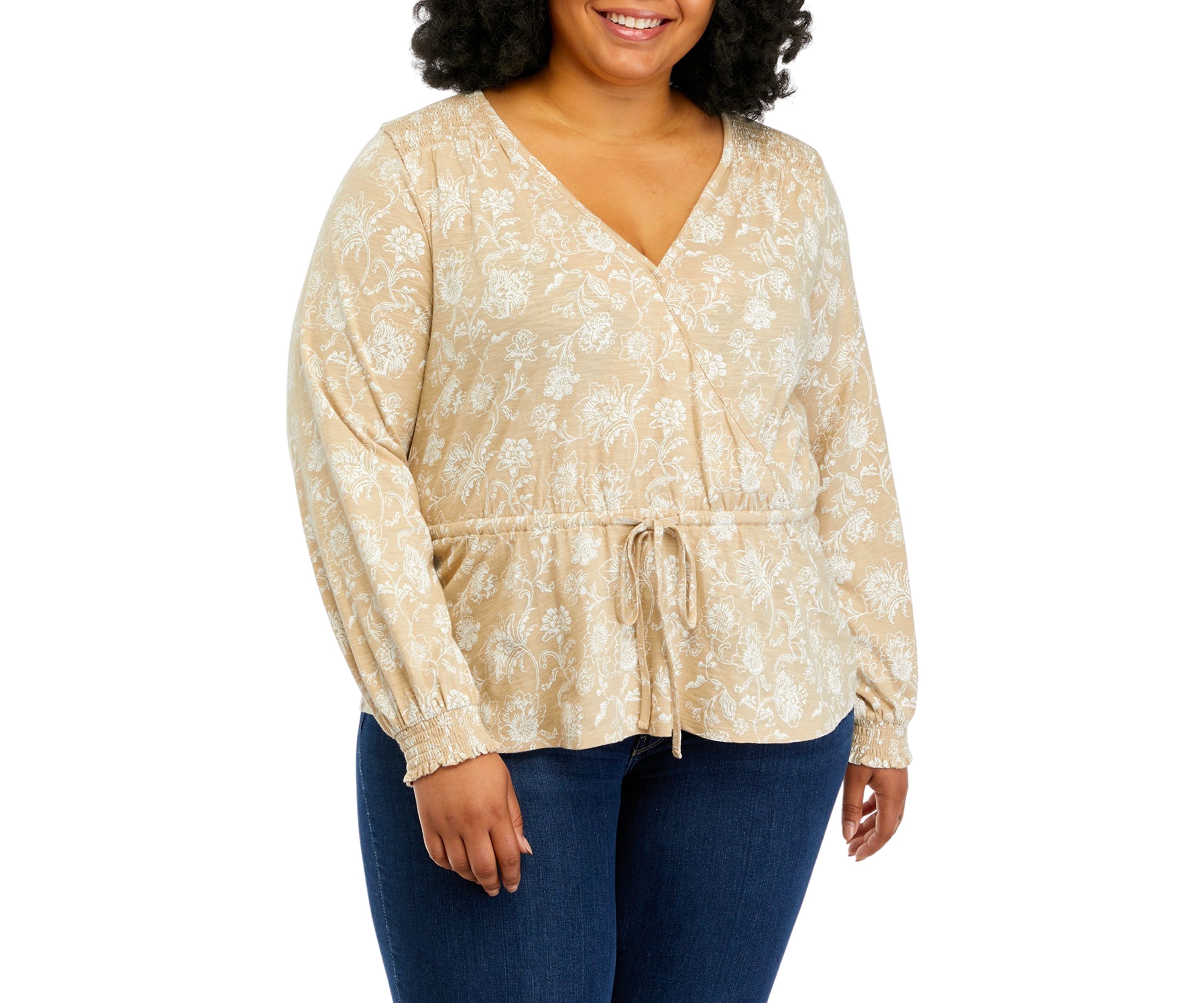 Plus Size Tie Waist Peplum Blouse