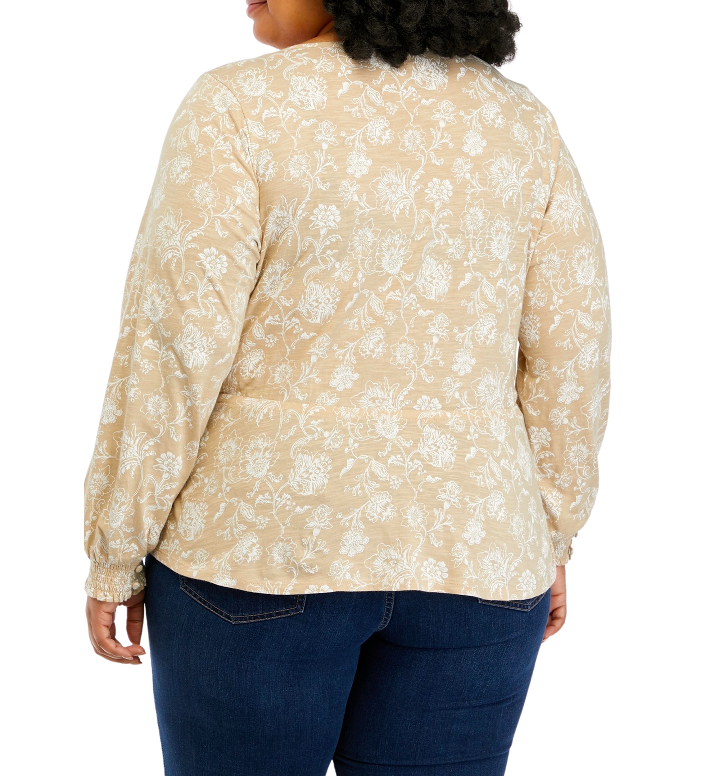 Plus Size Tie Waist Peplum Blouse