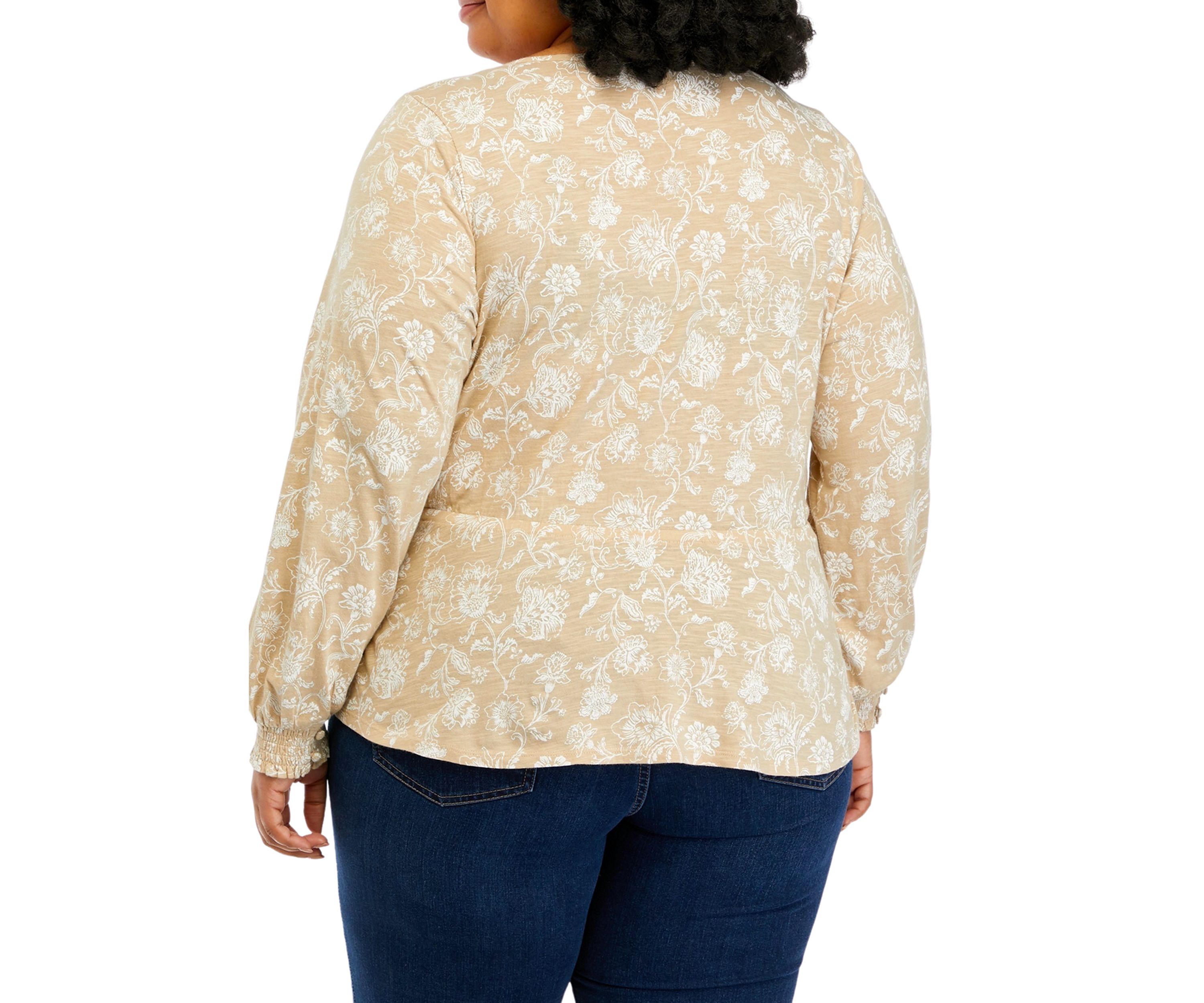 Plus Size Tie Waist Peplum Blouse