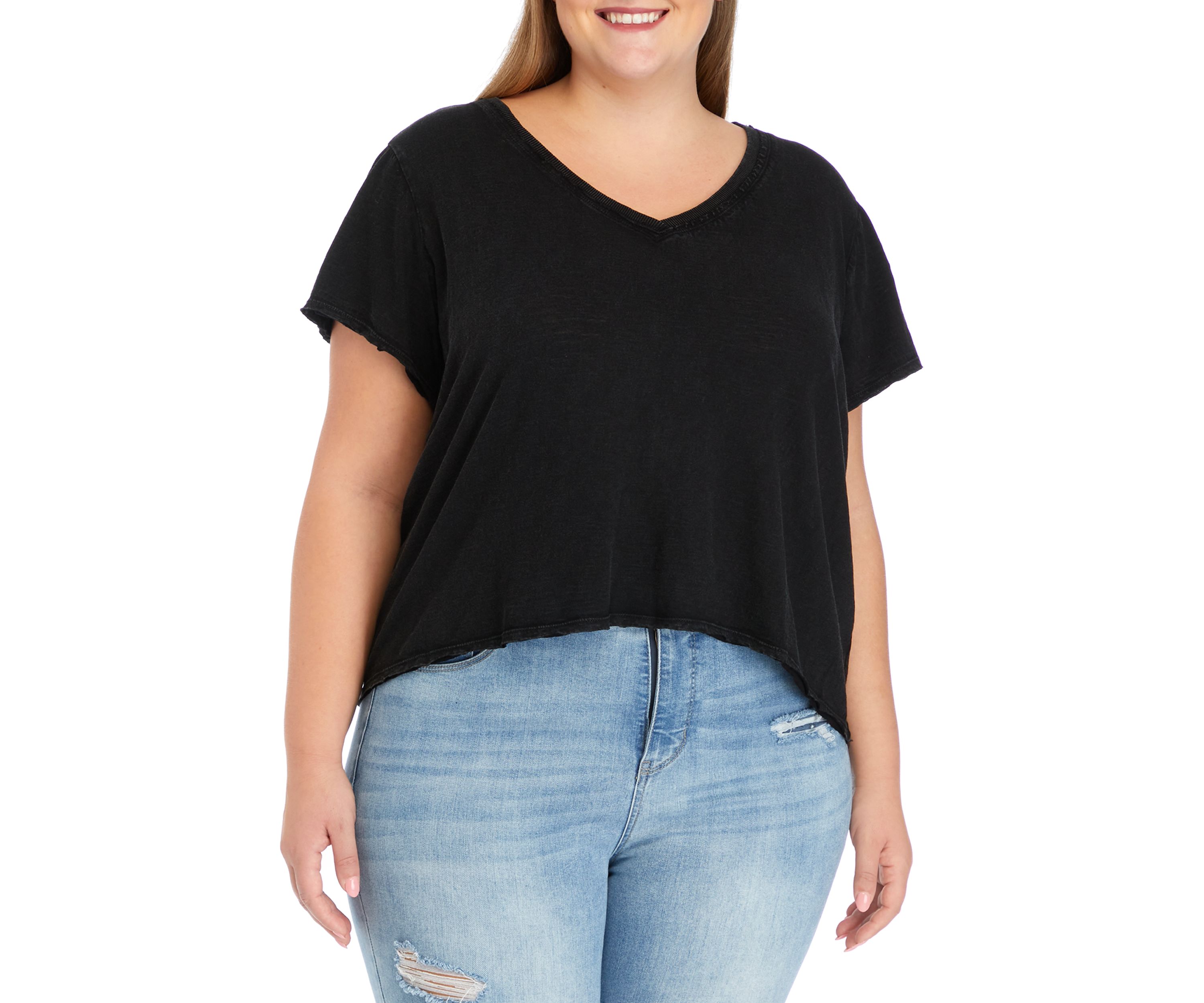 Plus Size Short Sleeve V-Neck T-Shirt