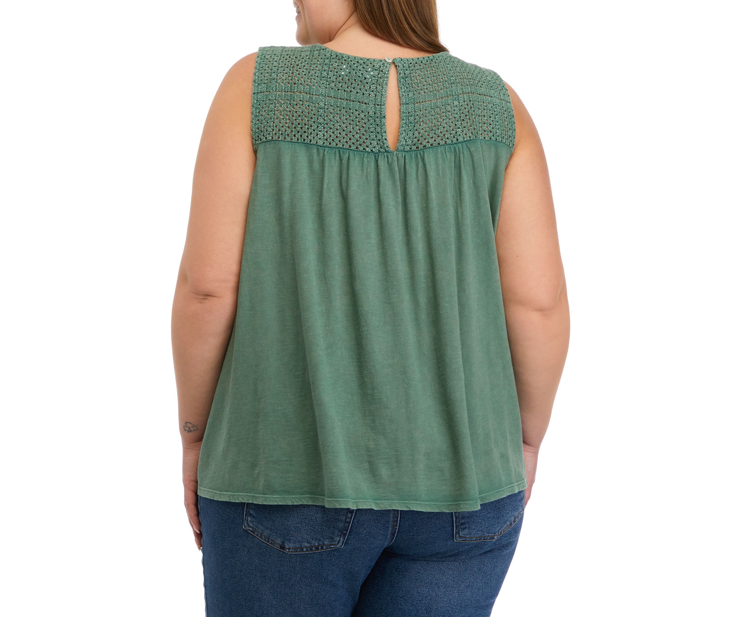 Plus Size Crochet Yoke T-Shirt