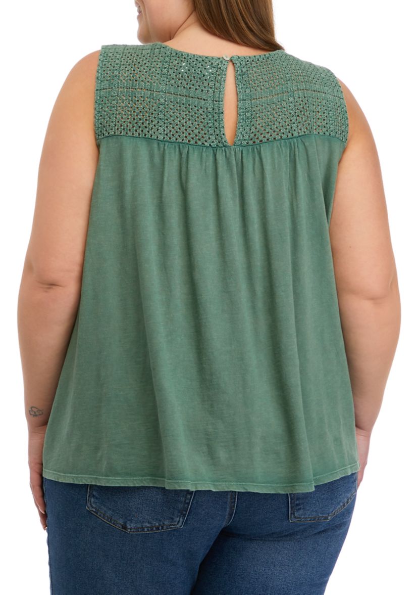 Plus Size Crochet Yoke T-Shirt