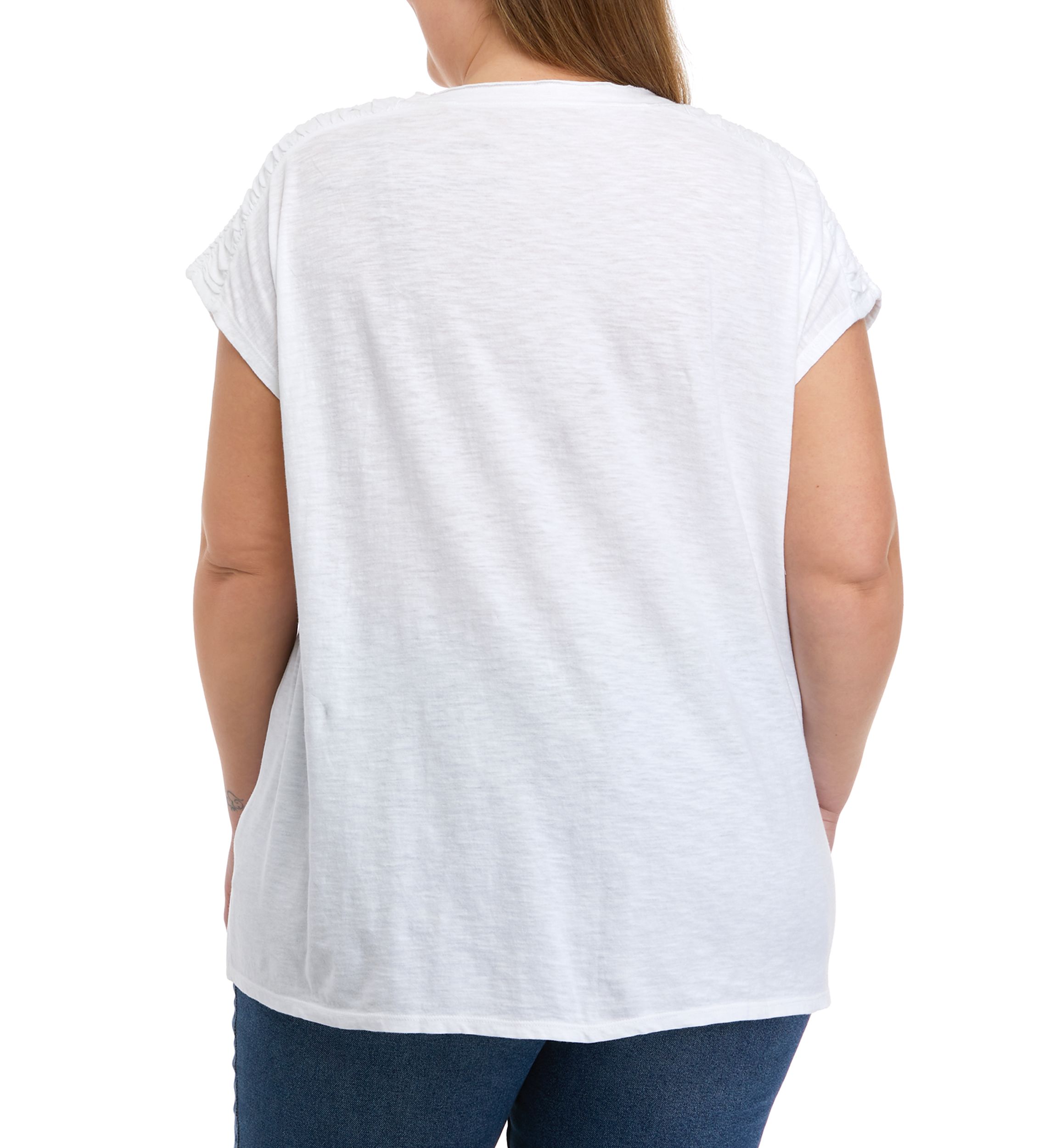 Plus Size Smocked Shoulder Top 
