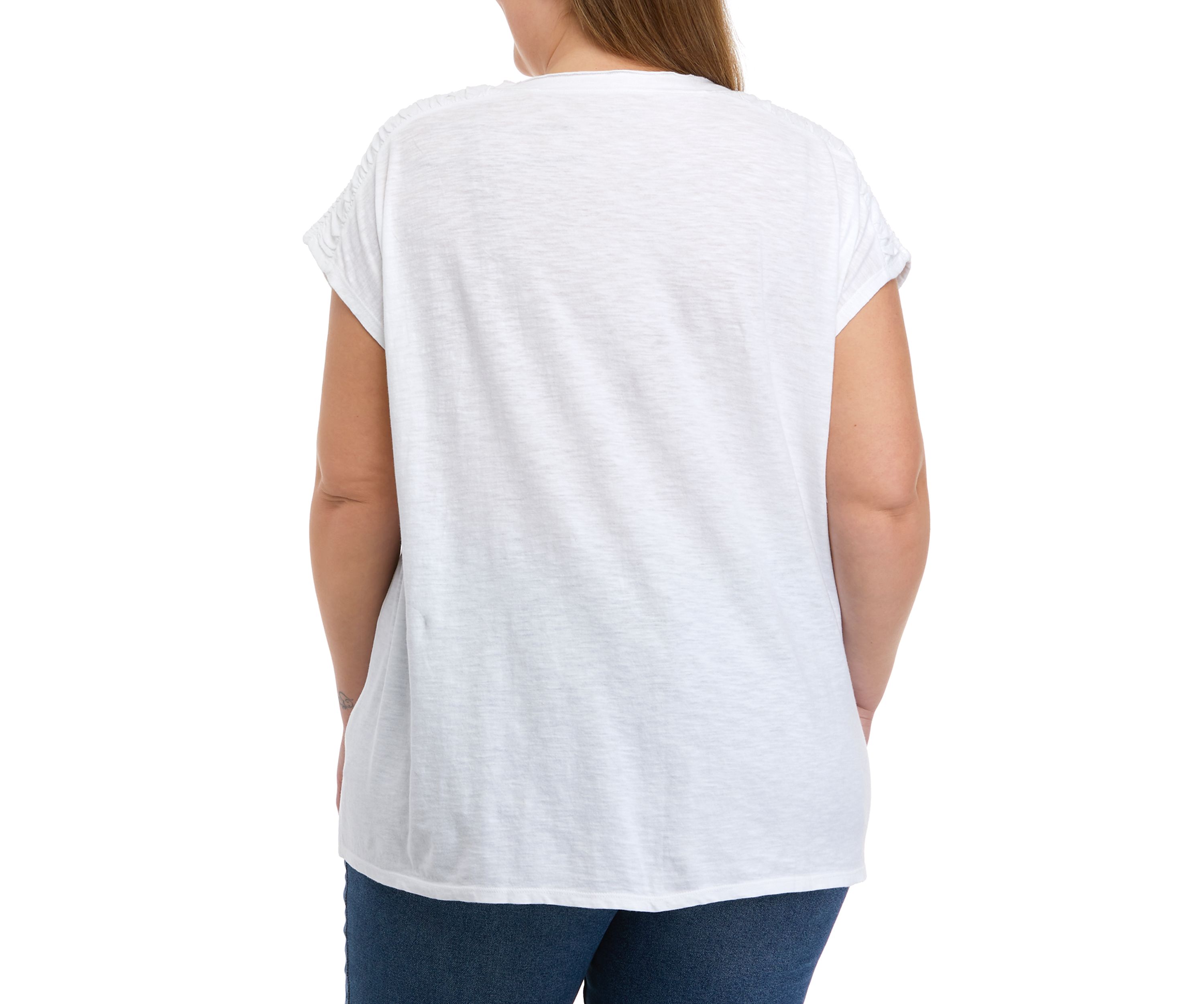 Plus Size Smocked Shoulder Top 