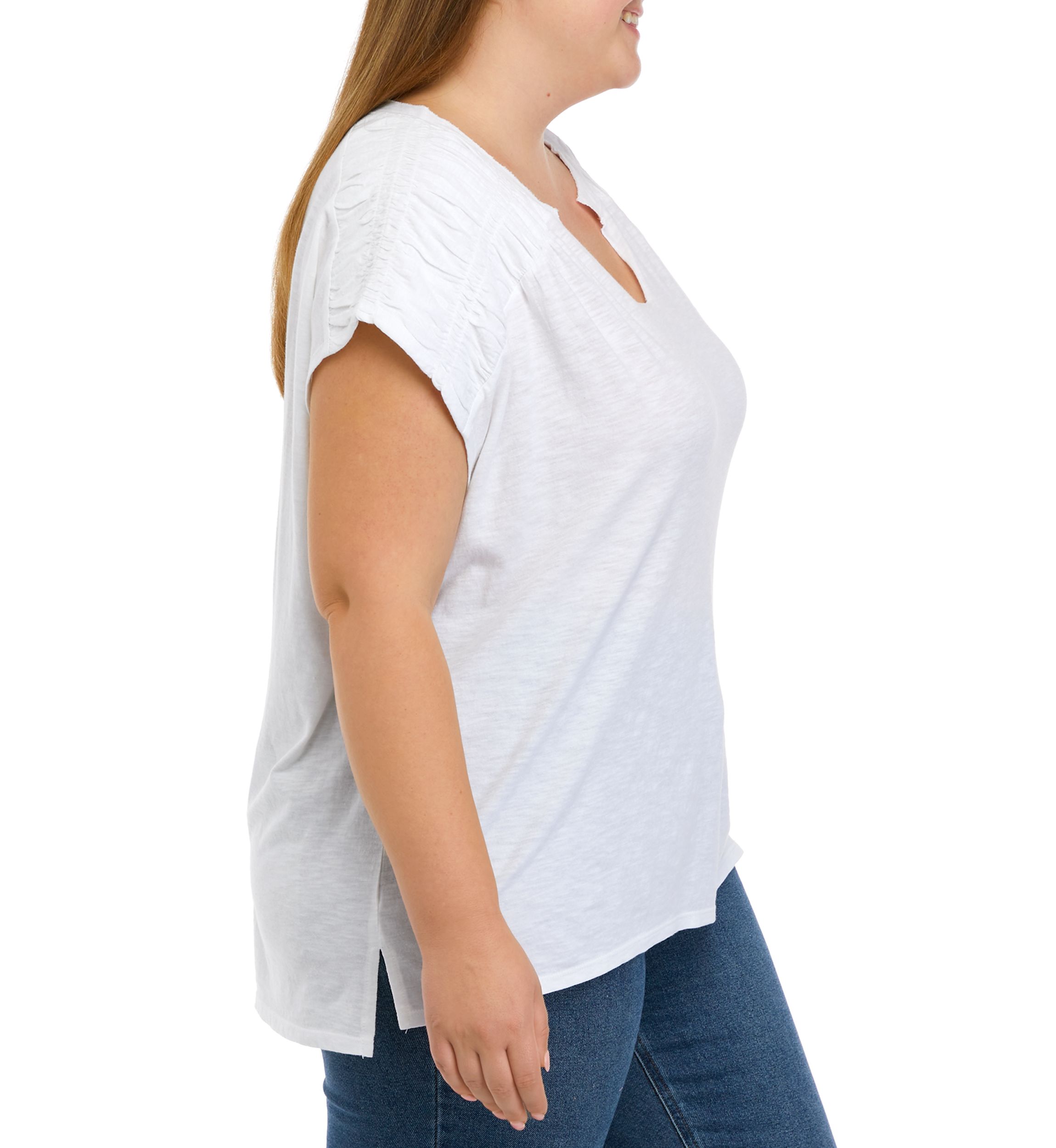 Plus Size Smocked Shoulder Top 