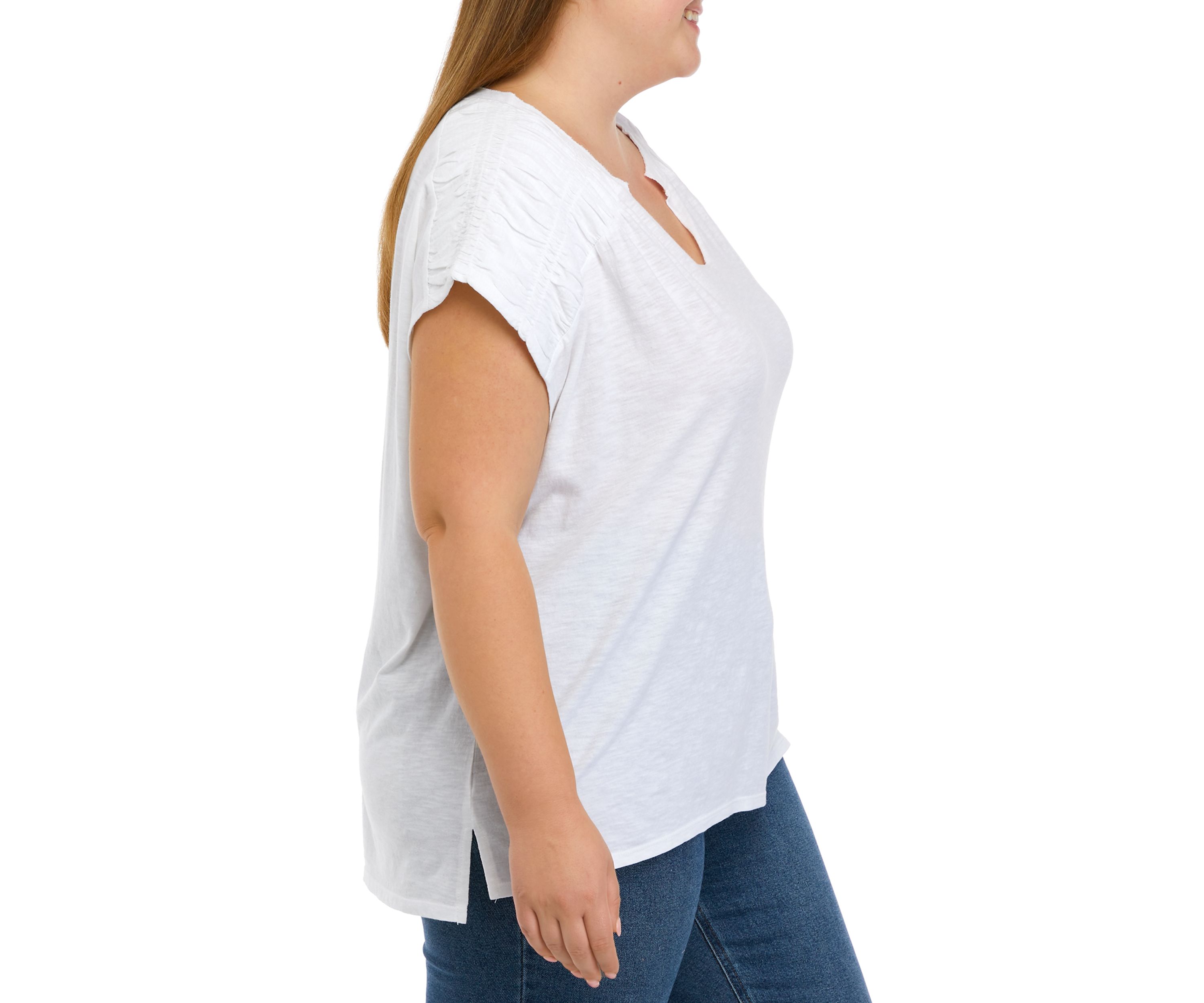 Plus Size Smocked Shoulder Top 