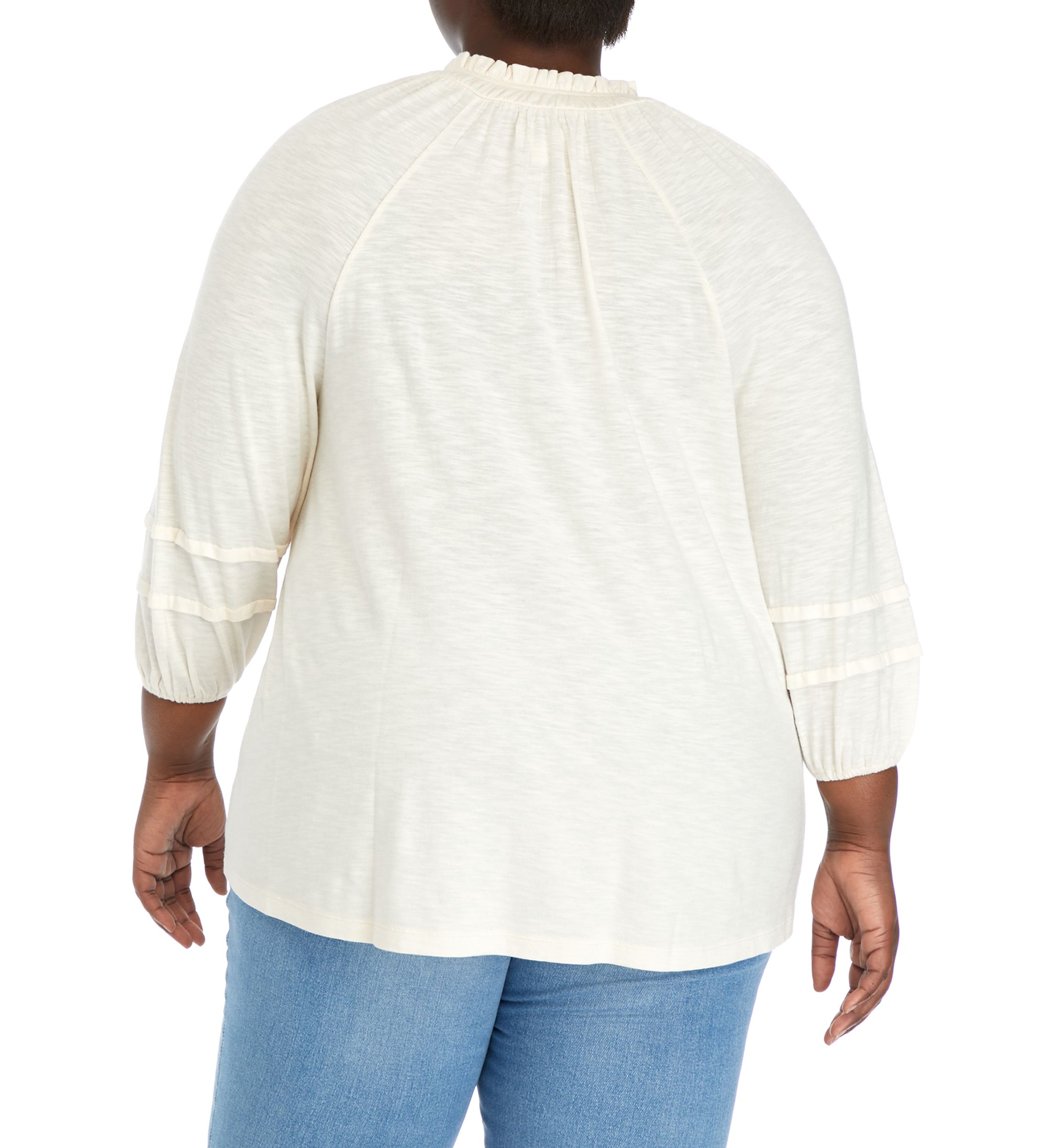 Plus Size Smocked Neck Peasant Heavyweight Top