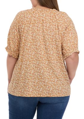 Plus Size V Neck Woven Airflow Dolman Short Sleeve Blouse Top with Front  Pocket and Relaxed Fit