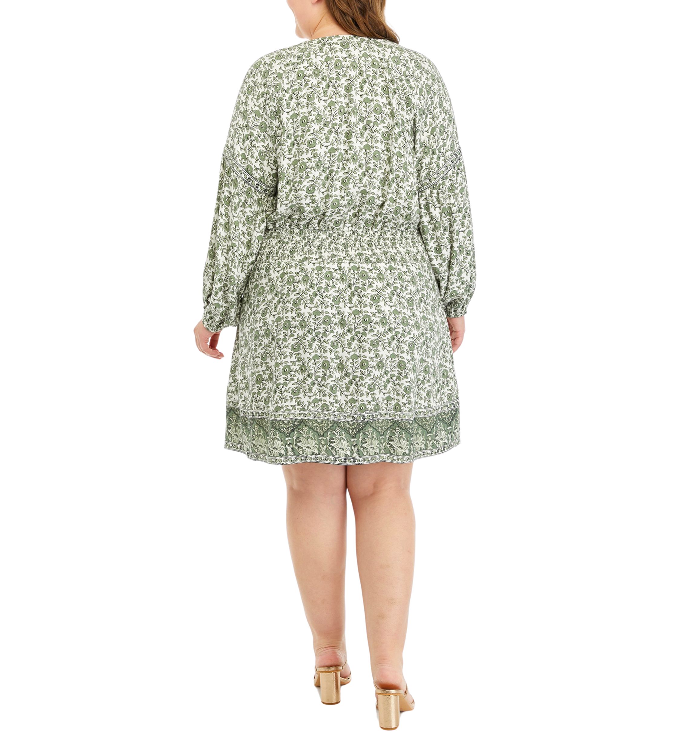 Plus Size Smocked Waist Floral Mini Dress