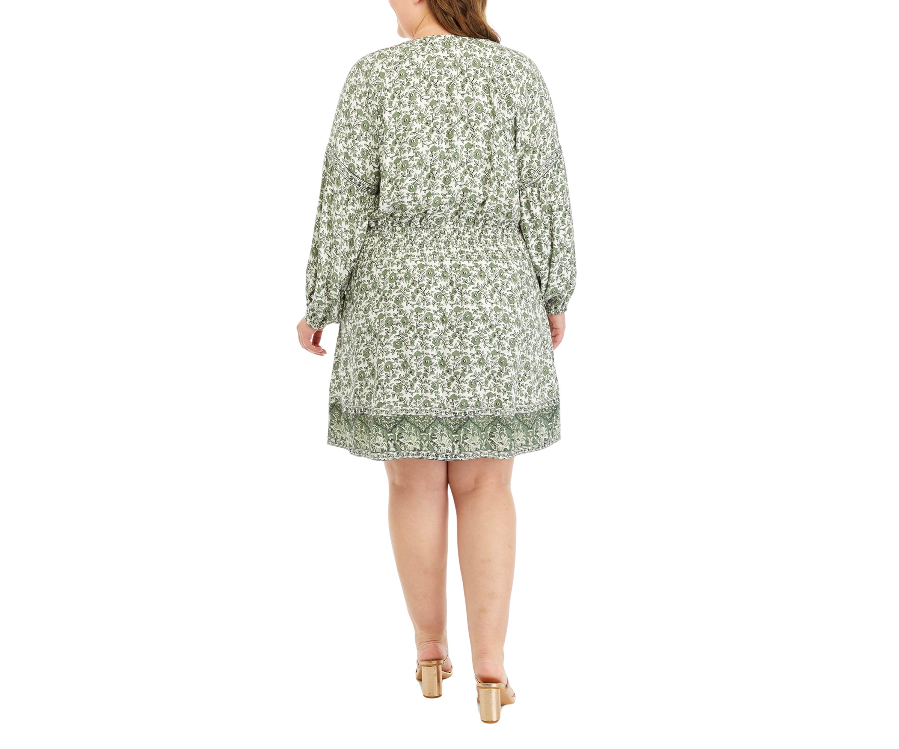 Plus Size Smocked Waist Floral Mini Dress