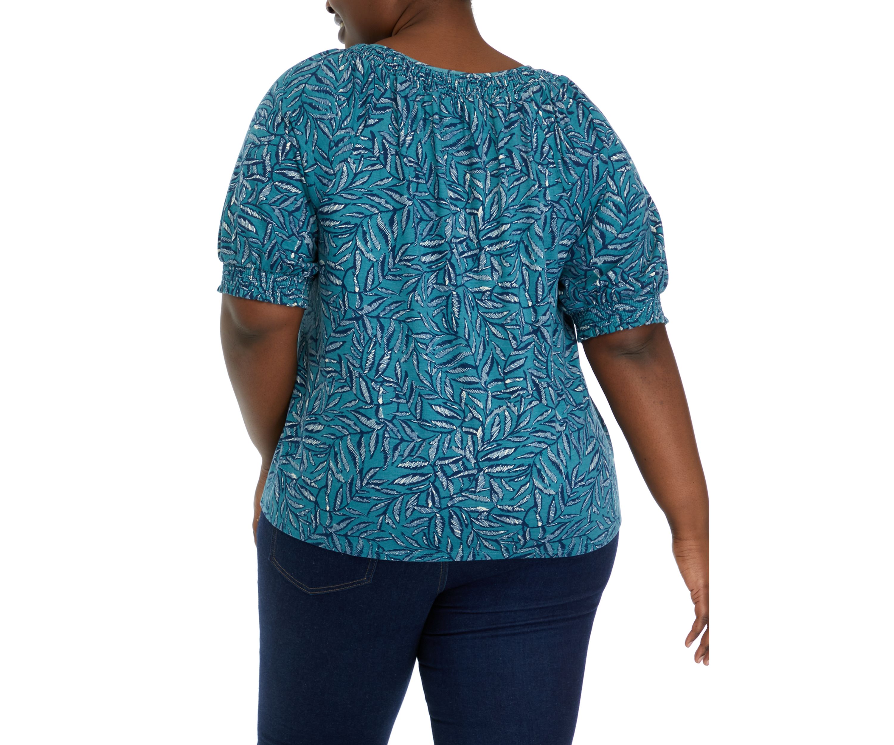 Plus Size Printed Button Front Blouse
