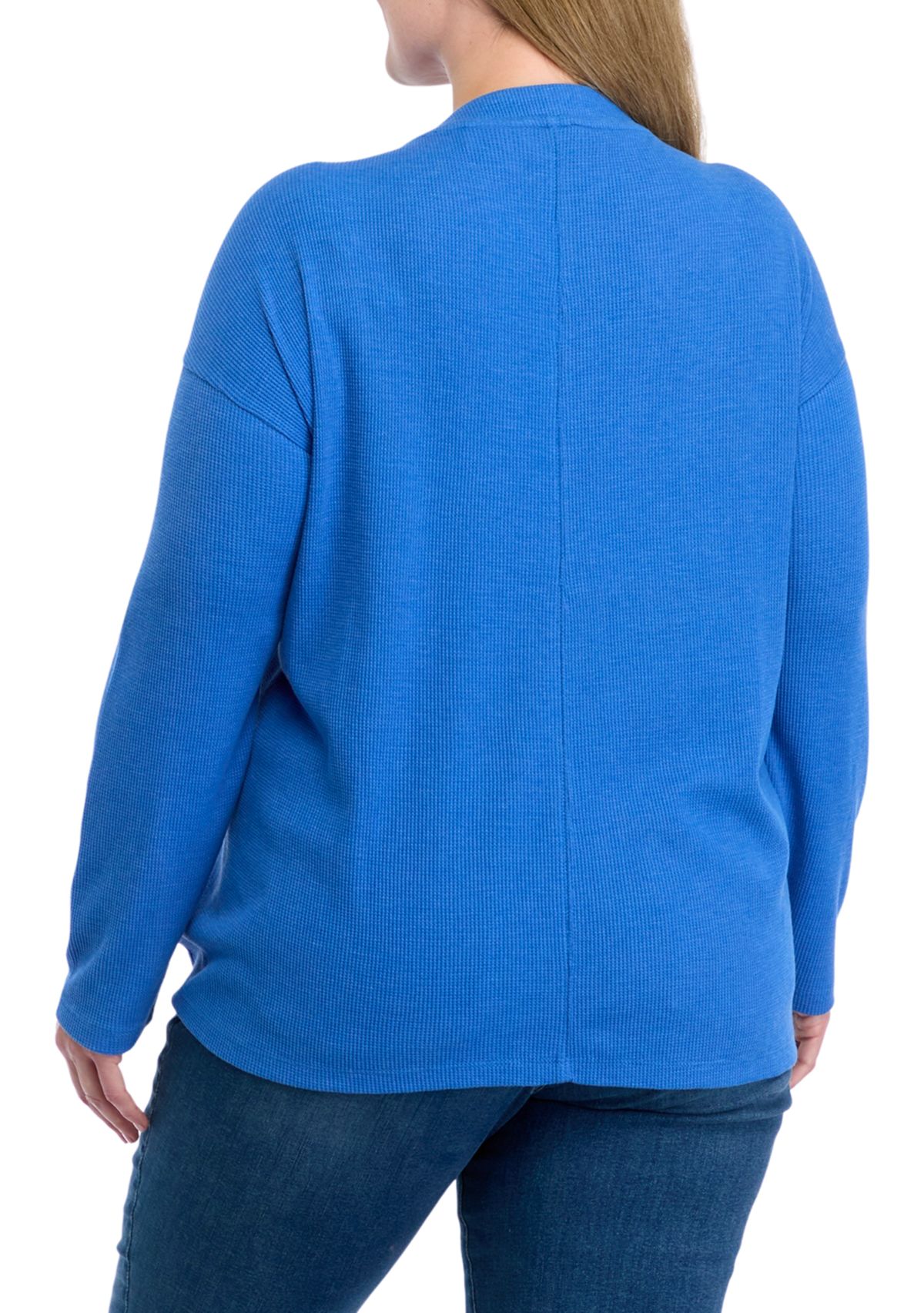 Plus Size Long Sleeve V-Neck Seam Front Top