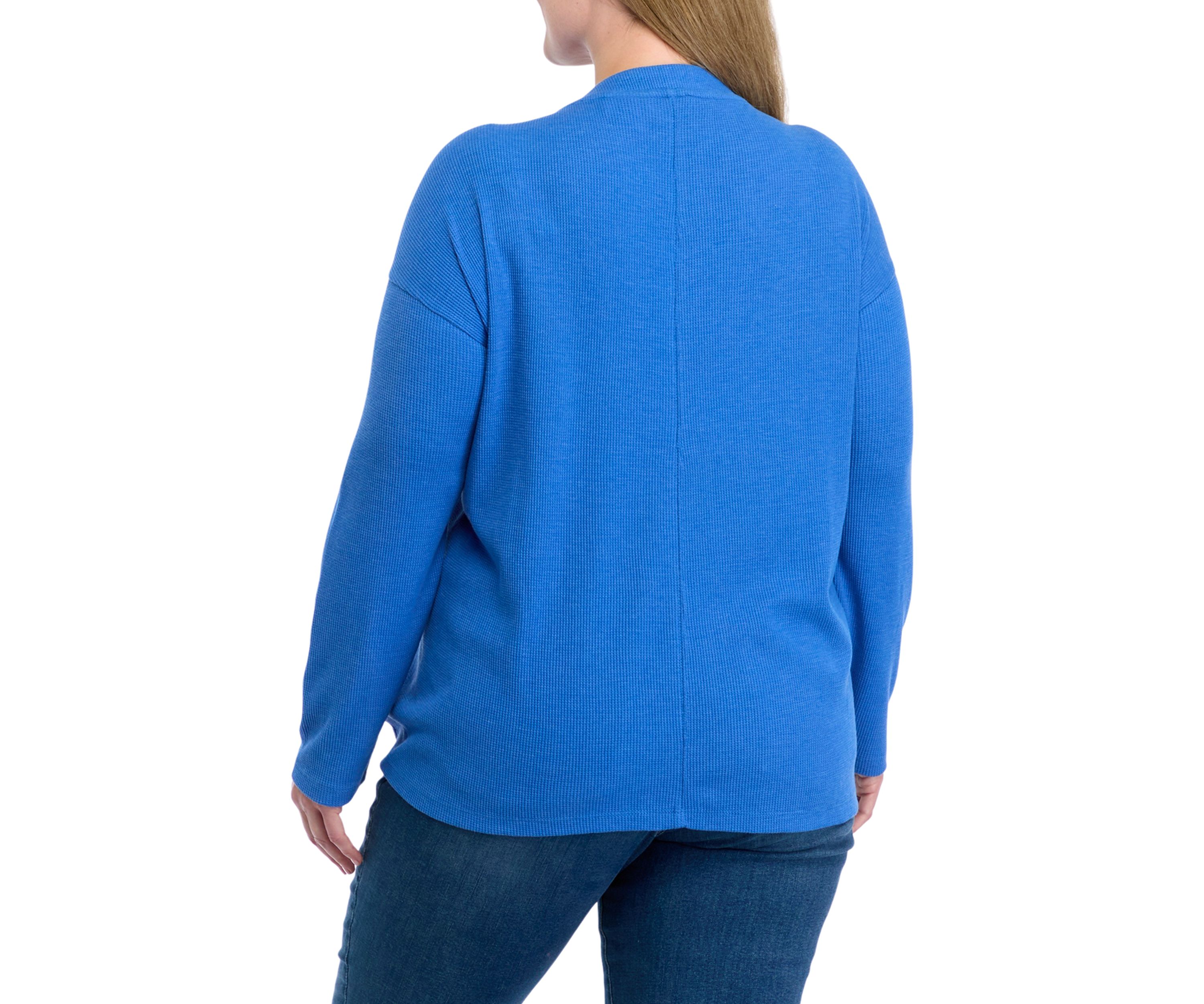 Plus Size Long Sleeve V-Neck Seam Front Top