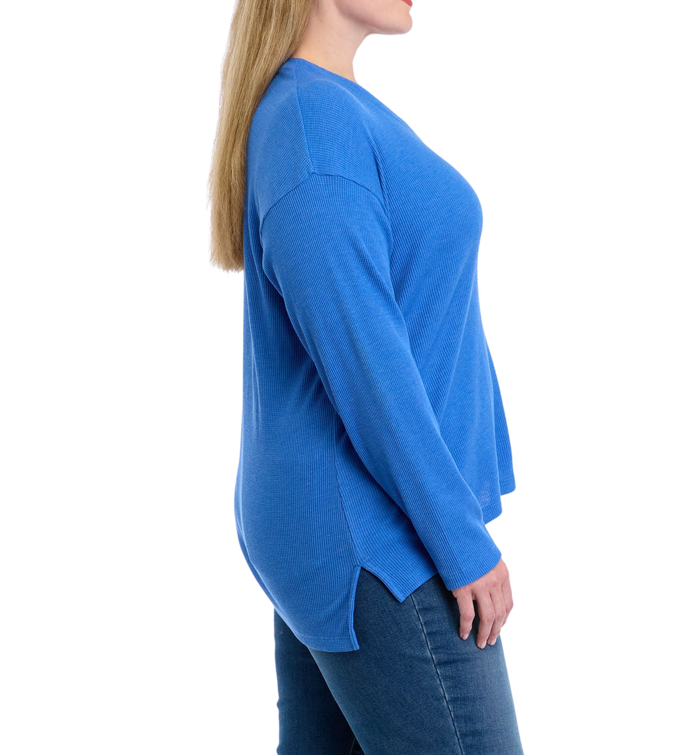 Plus Size Long Sleeve V-Neck Seam Front Top