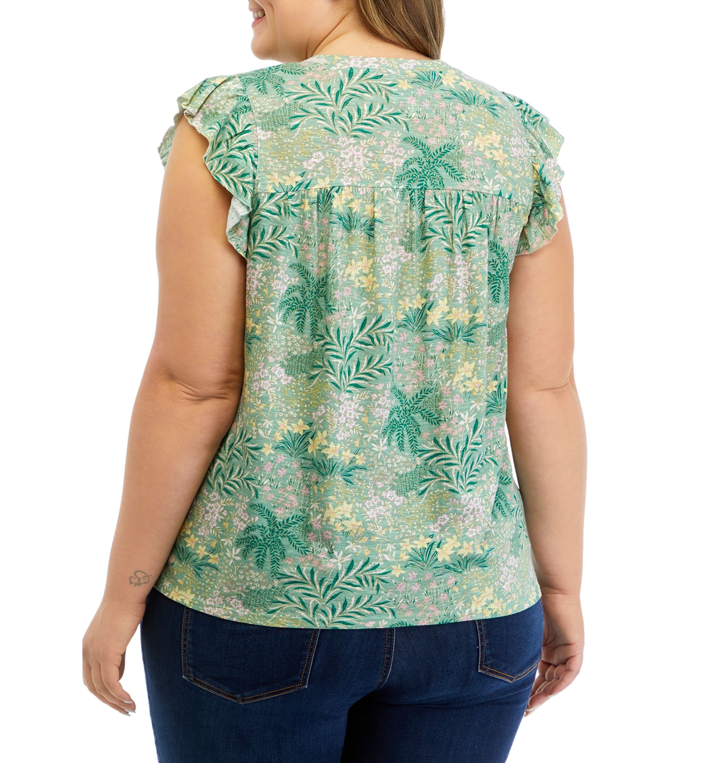 Womens Printed Smocked Top