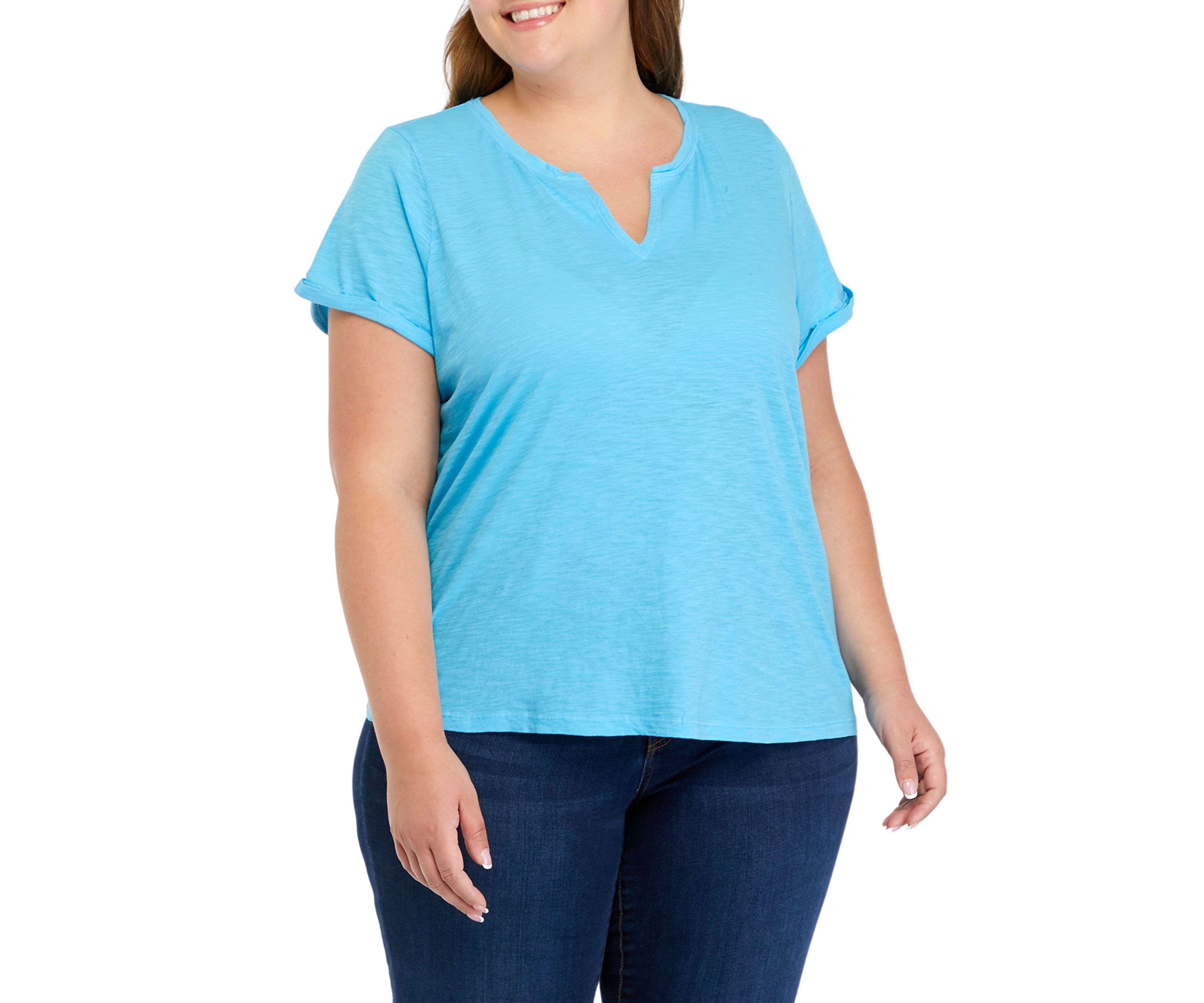 Plus Size Short Sleeve Cuffed T-Shirt