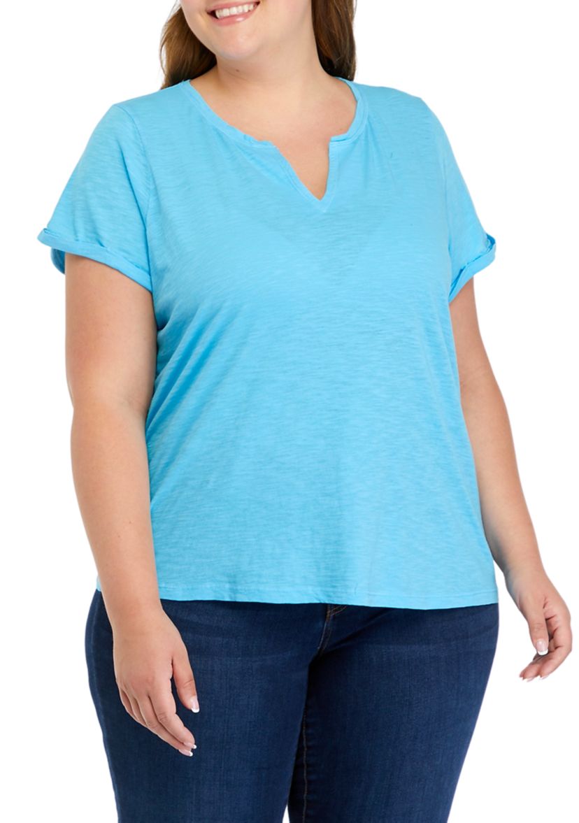 Plus Size Short Sleeve Cuffed T-Shirt