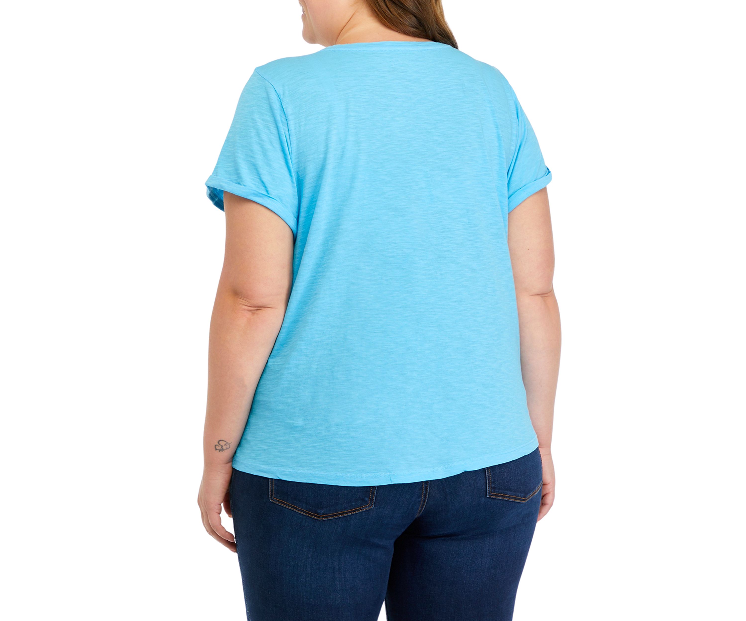 Plus Size Short Sleeve Cuffed T-Shirt