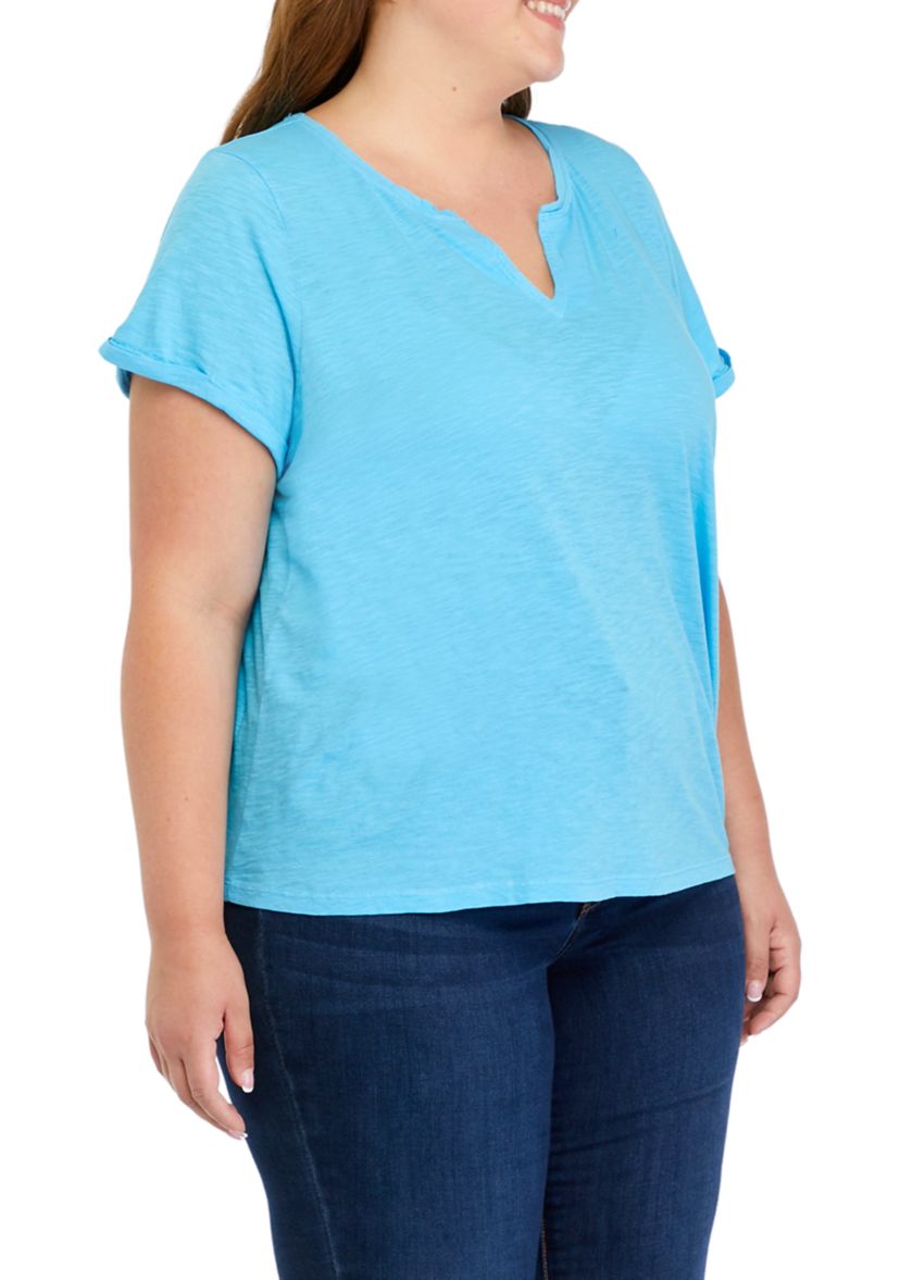 Plus Size Short Sleeve Cuffed T-Shirt
