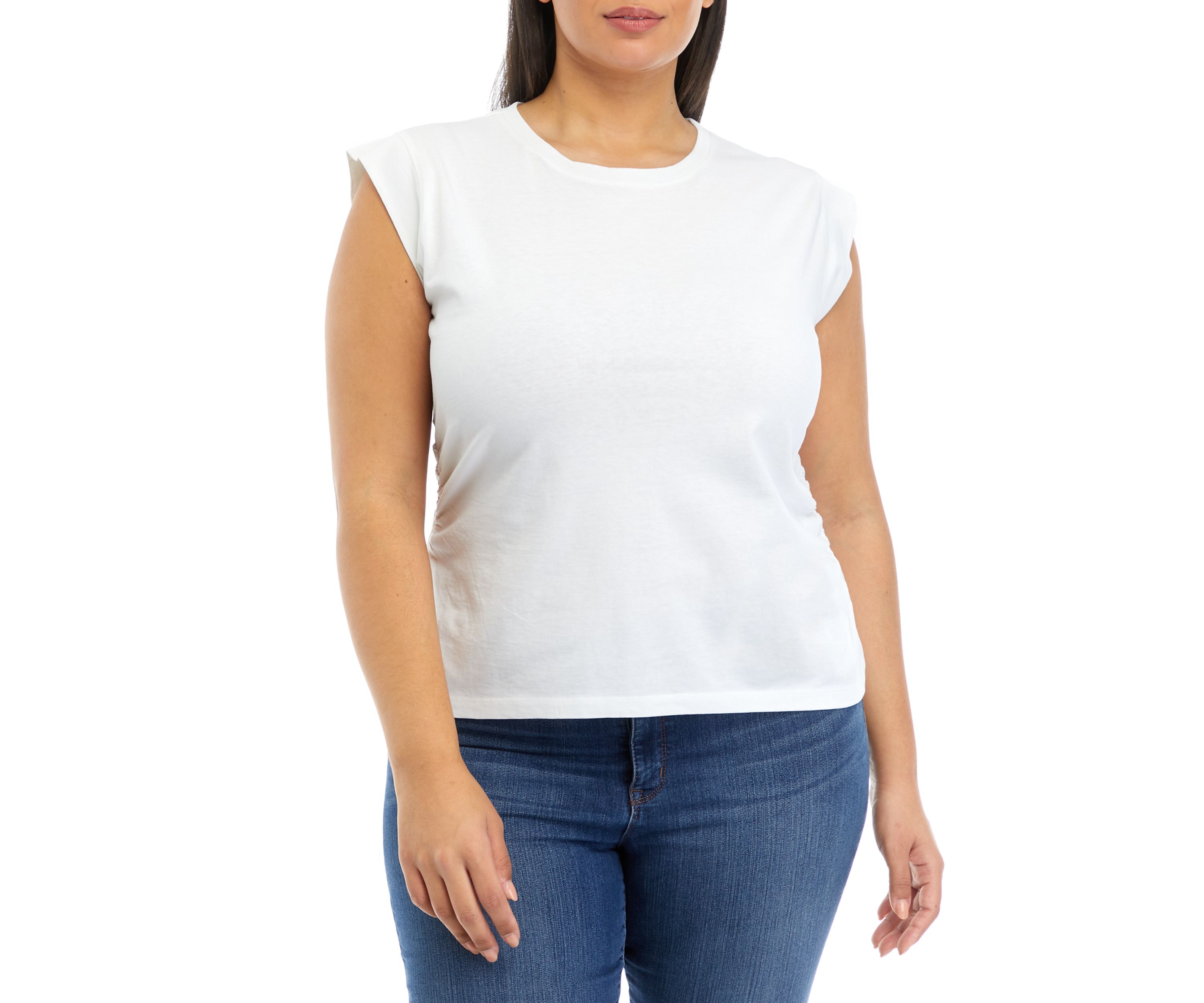 Plus Size Solid Shirred T-Shirt
