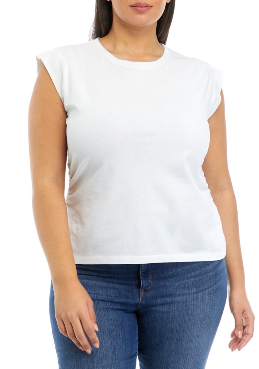 Plus Size Solid Shirred T-Shirt