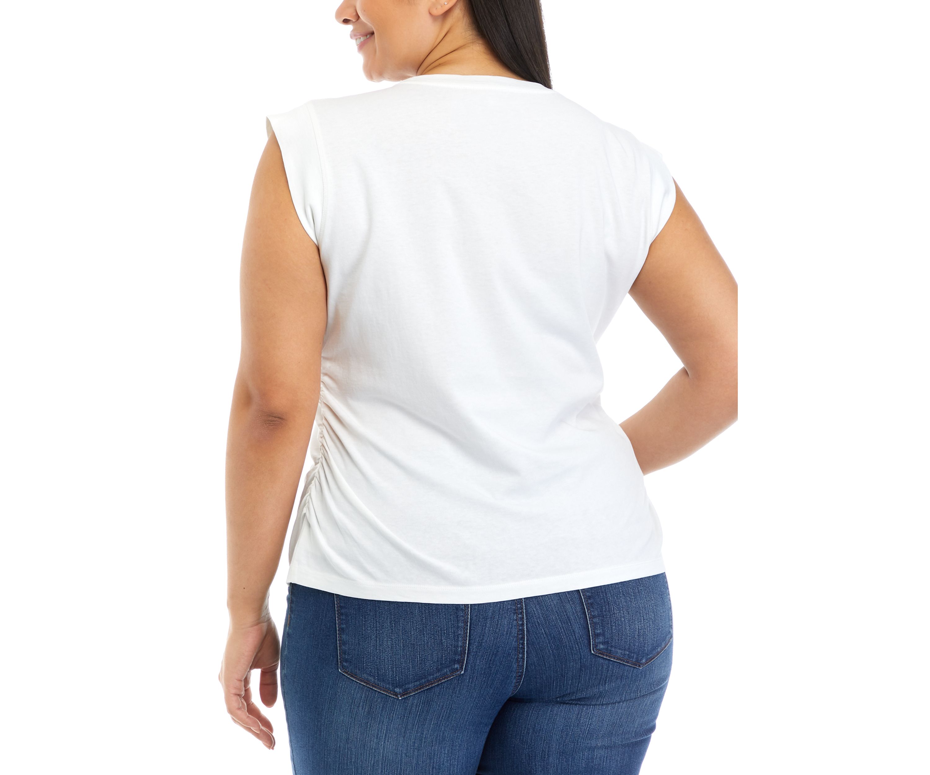 Plus Size Solid Shirred T-Shirt