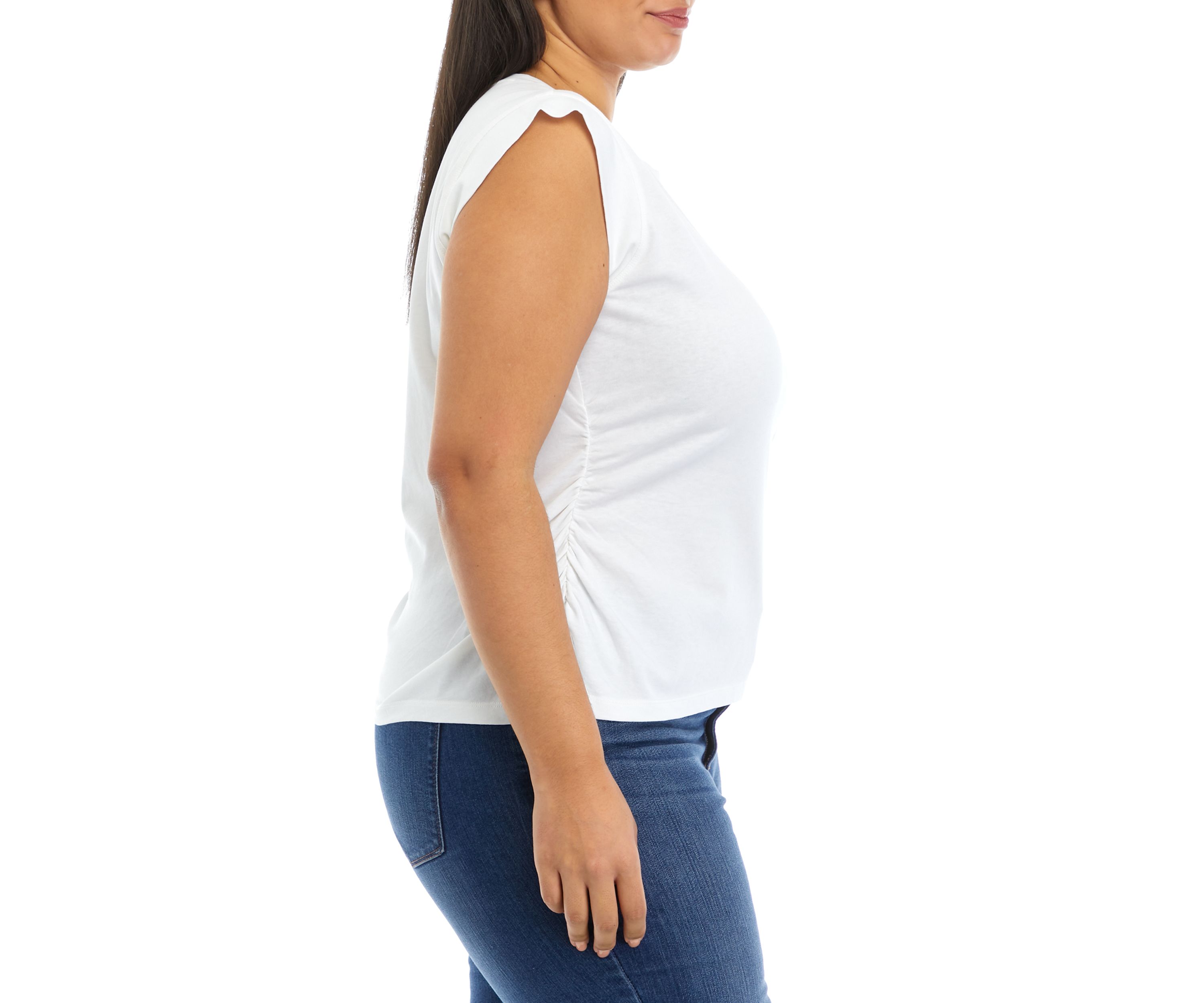 Plus Size Solid Shirred T-Shirt